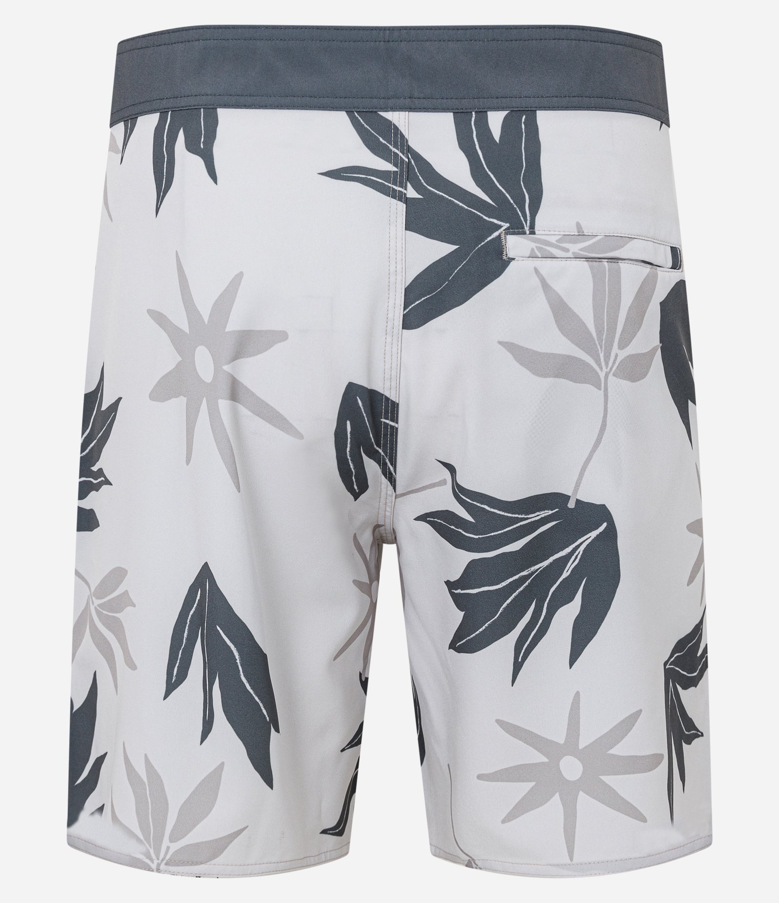 Bermuda com Estampa de Folhagem Abstrata e Cós Fixo Branco e Cinza 5