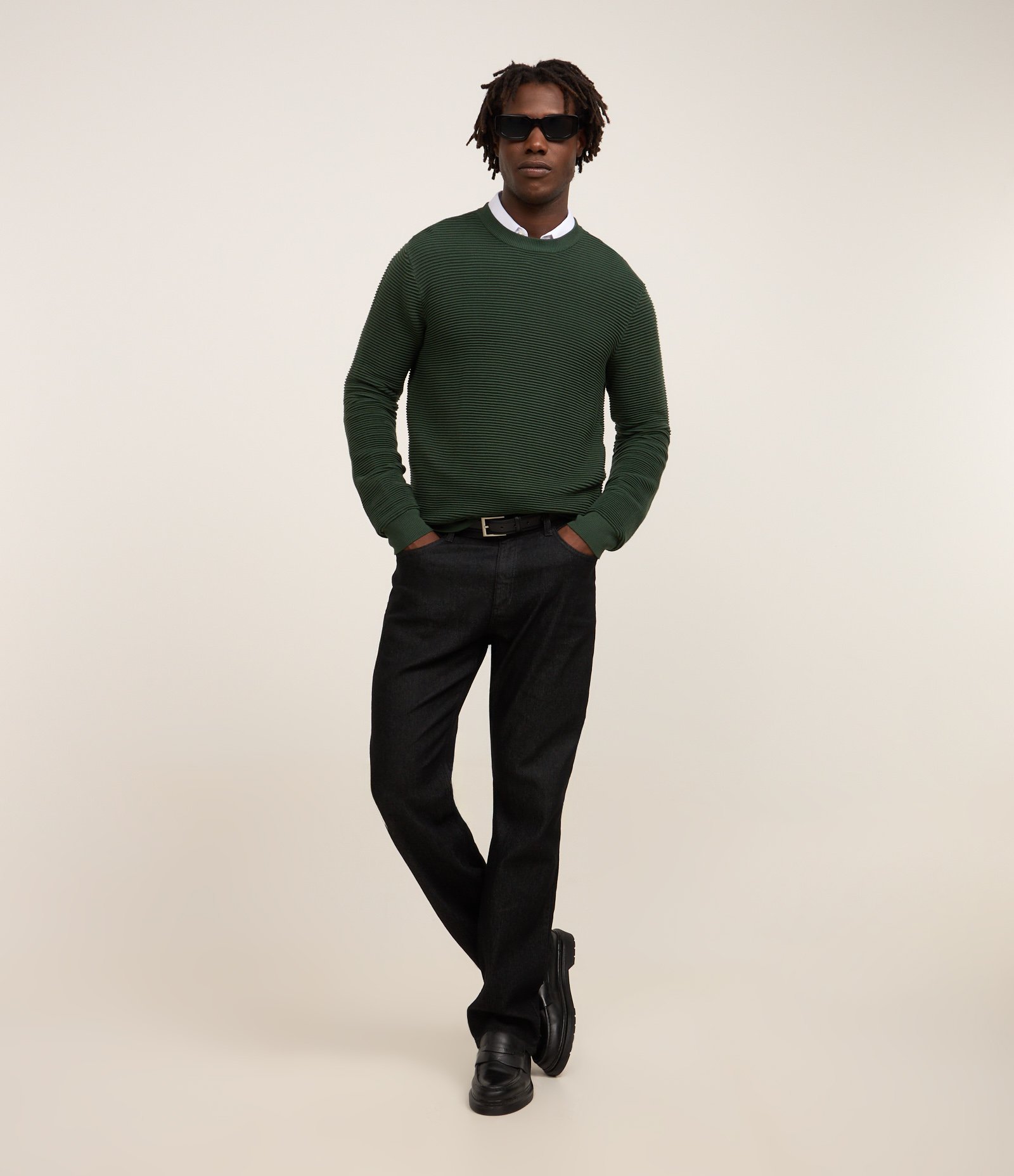 Suéter em Tricô Leve com Texturas Horizontais 2