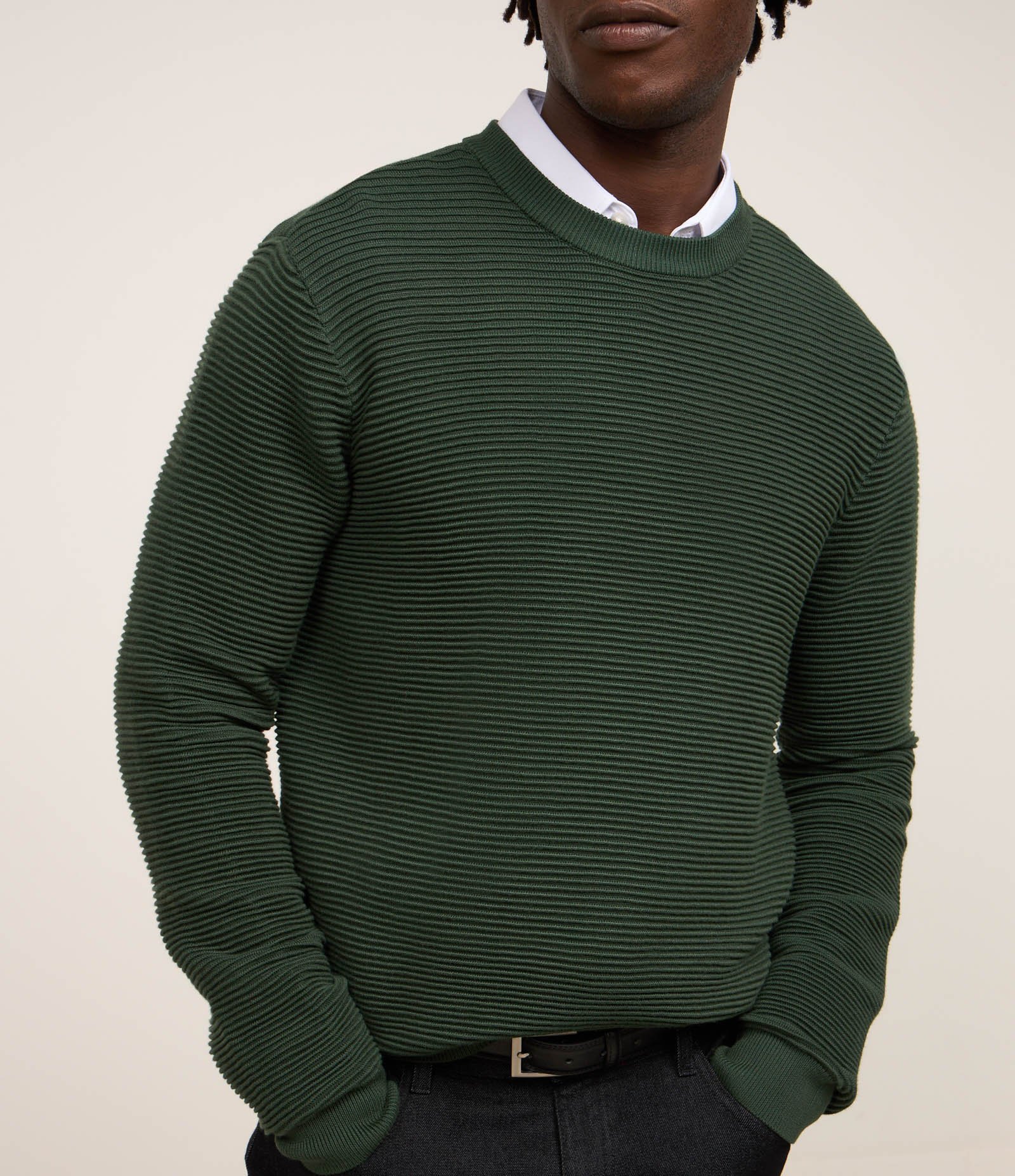 Suéter em Tricô Leve com Texturas Horizontais 3