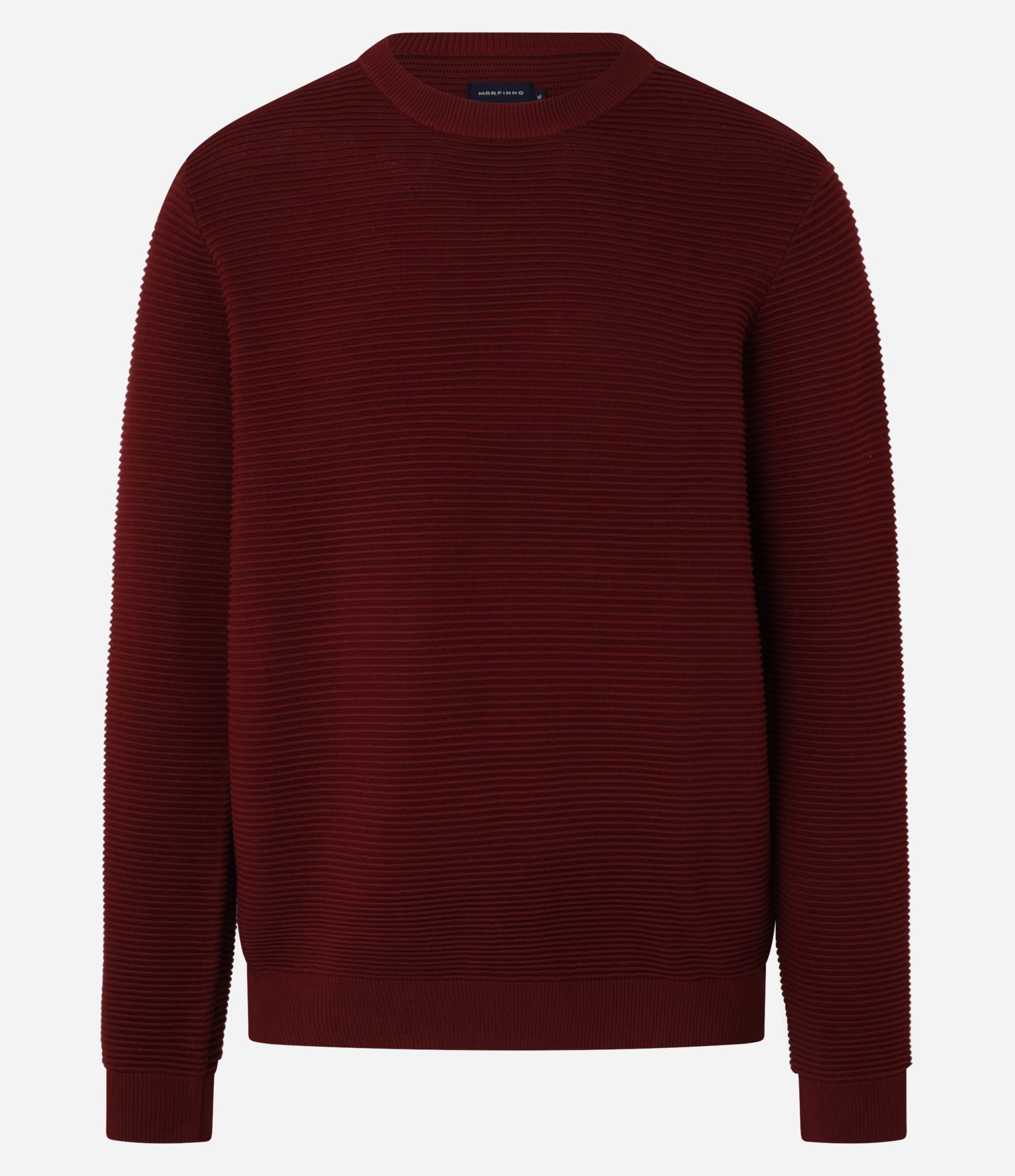 Suéter em Tricô Leve com Texturas Horizontais Vermelho Escuro 5