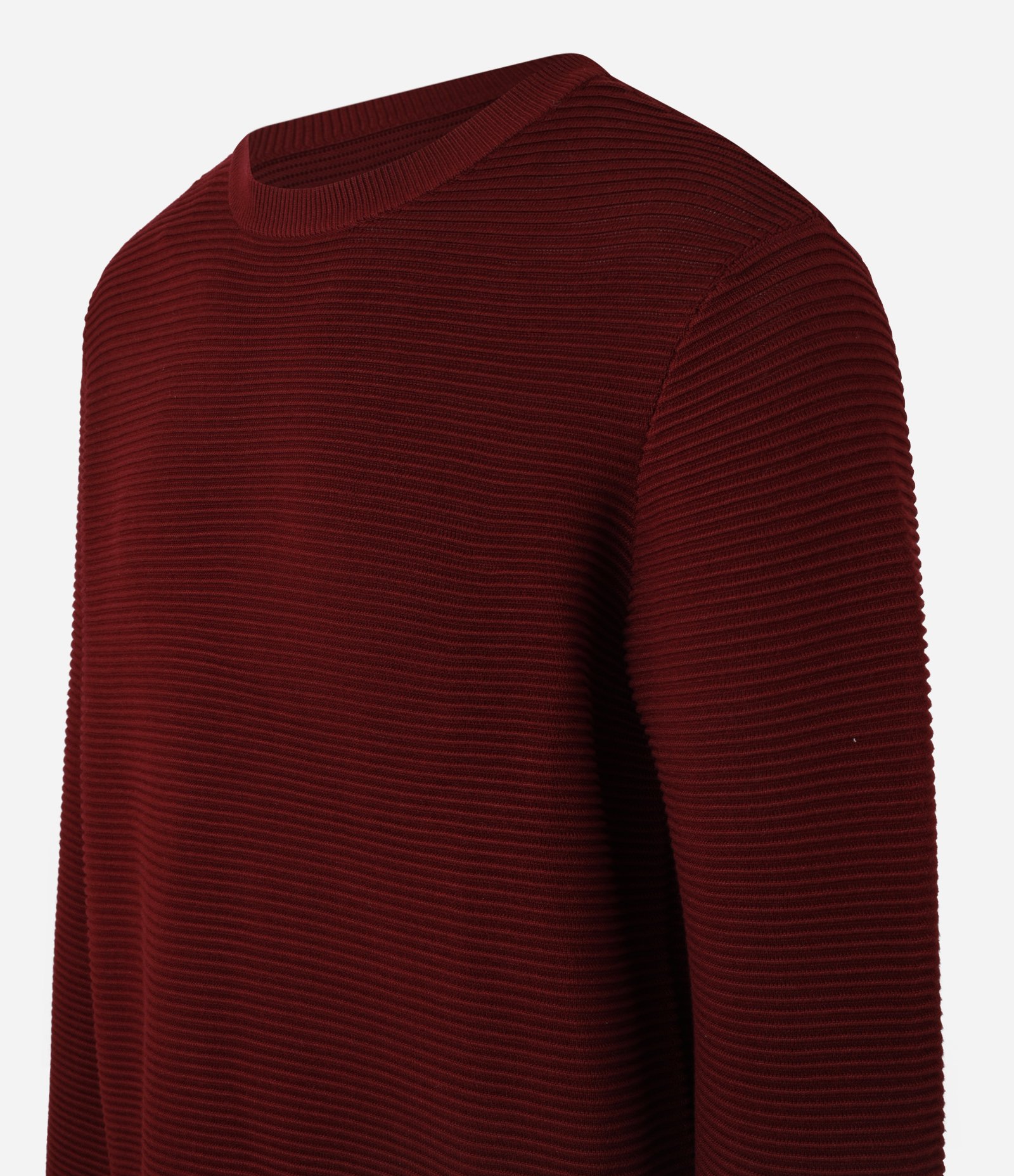 Suéter em Tricô Leve com Texturas Horizontais Vermelho Escuro 6