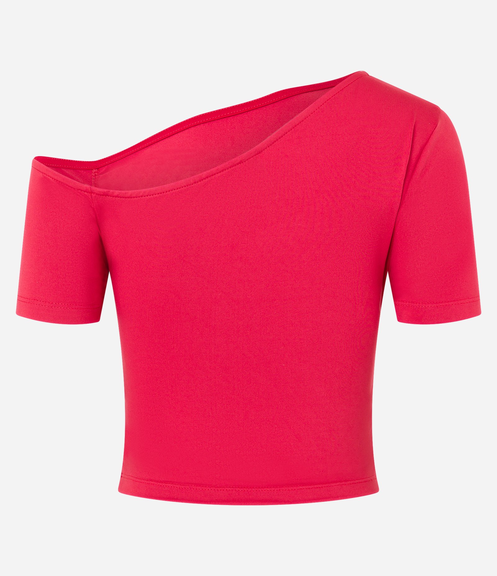Blusa com Decote Assimétrico e Drapeado no Ombro Vermelho 5