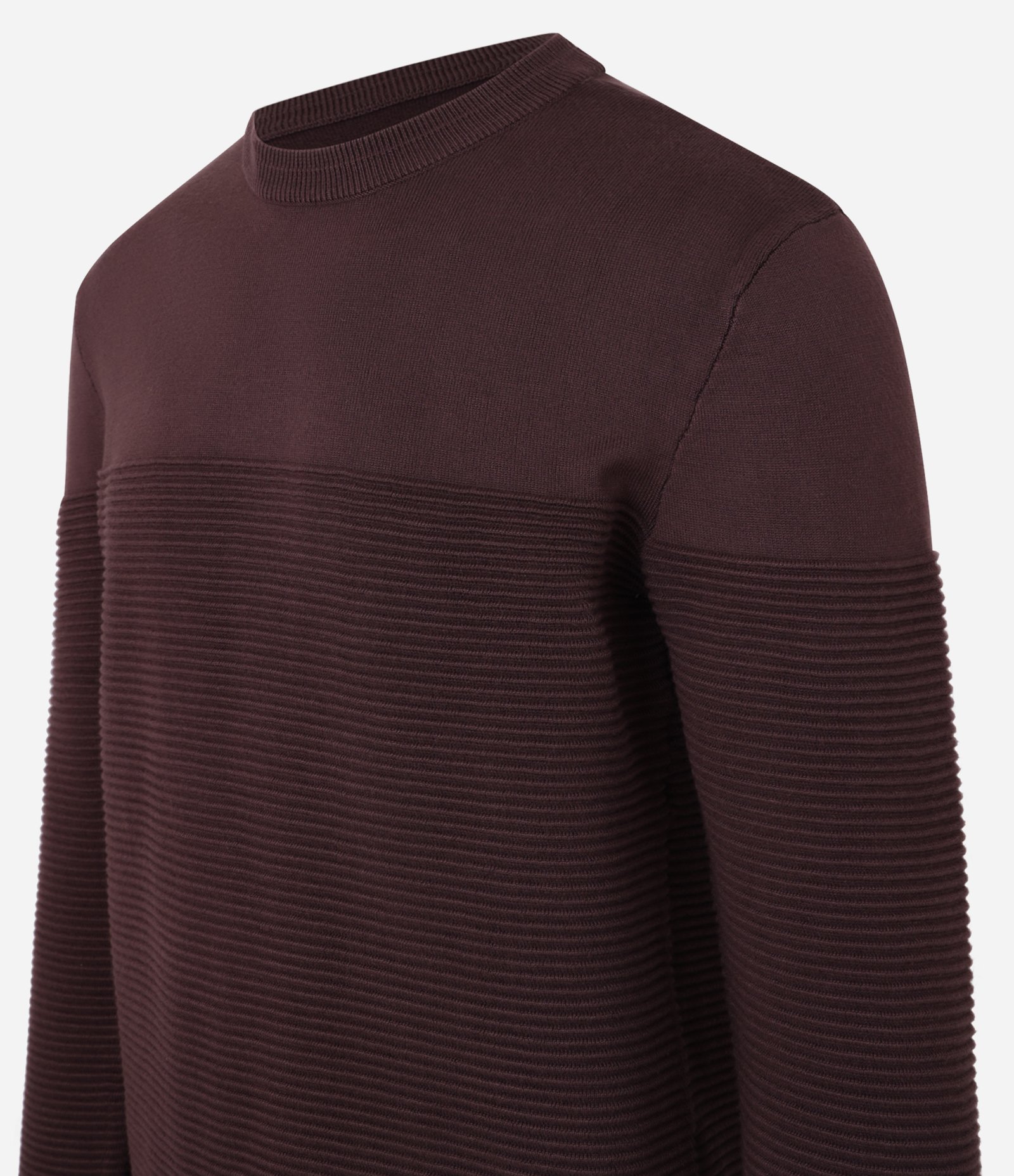 Suéter em Tricô com Textura em Nervuras Marrom 5