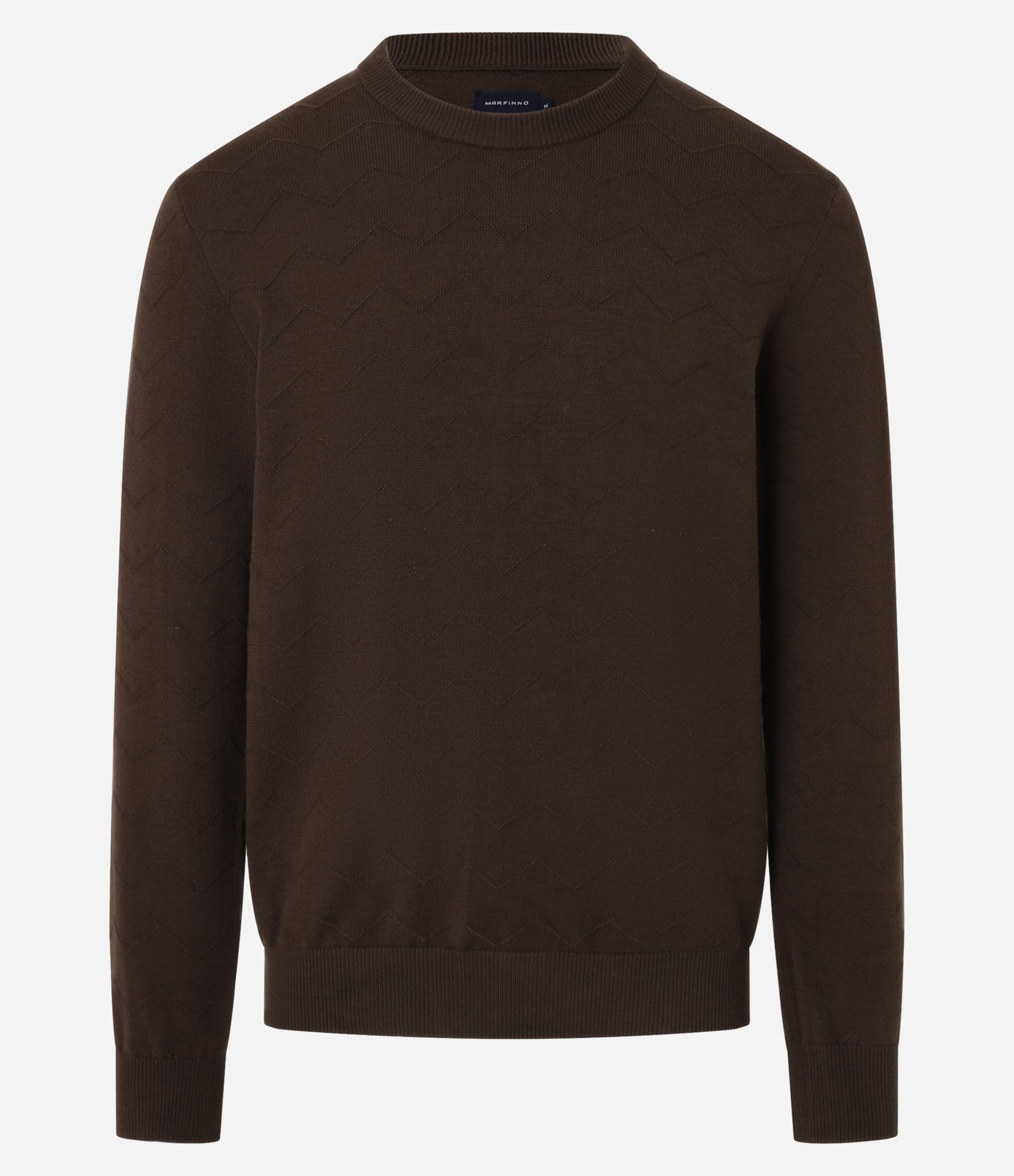 Suéter em Tricô com Textura Zig Zag Marrom 6