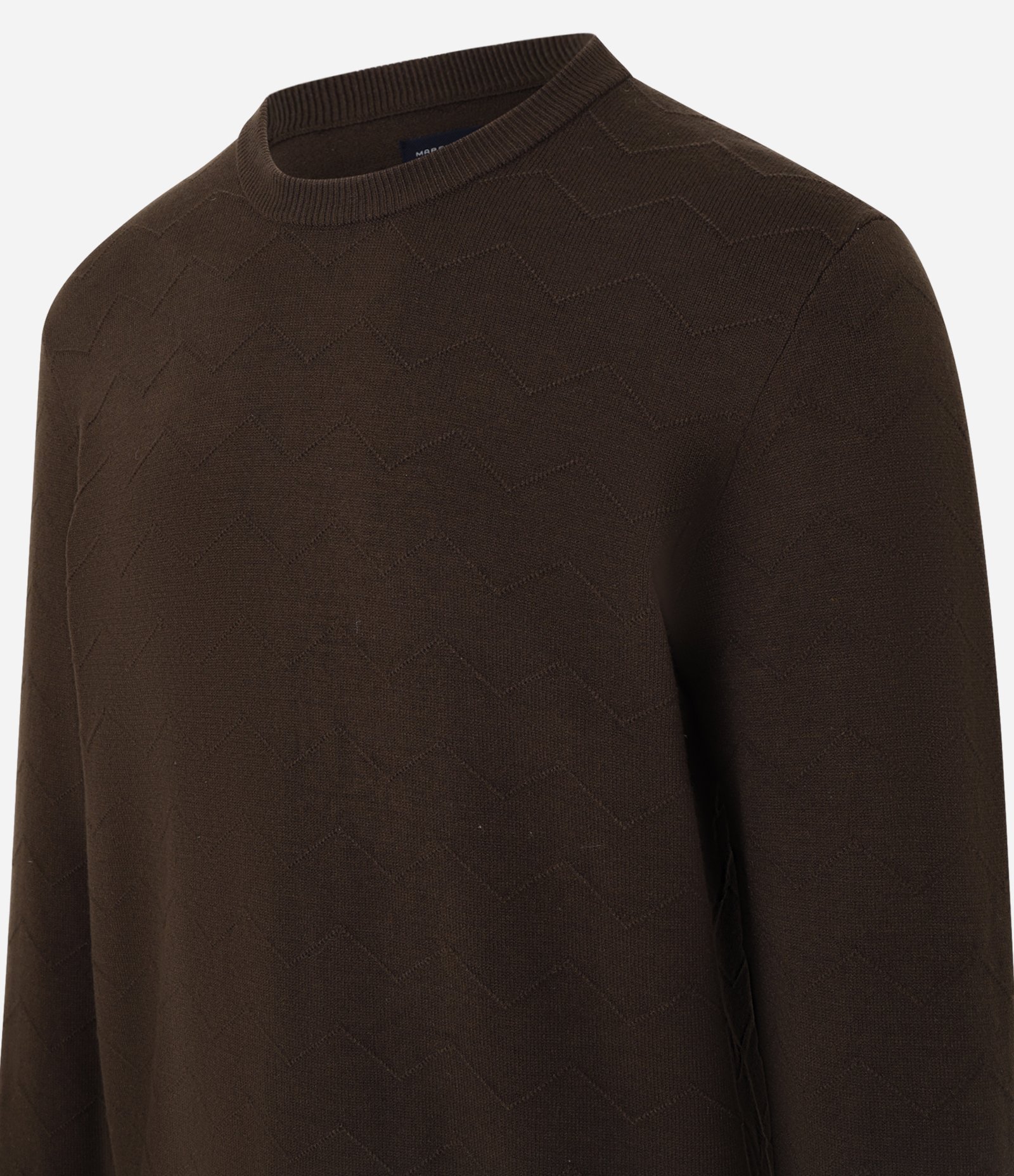 Suéter em Tricô com Textura Zig Zag Marrom 7