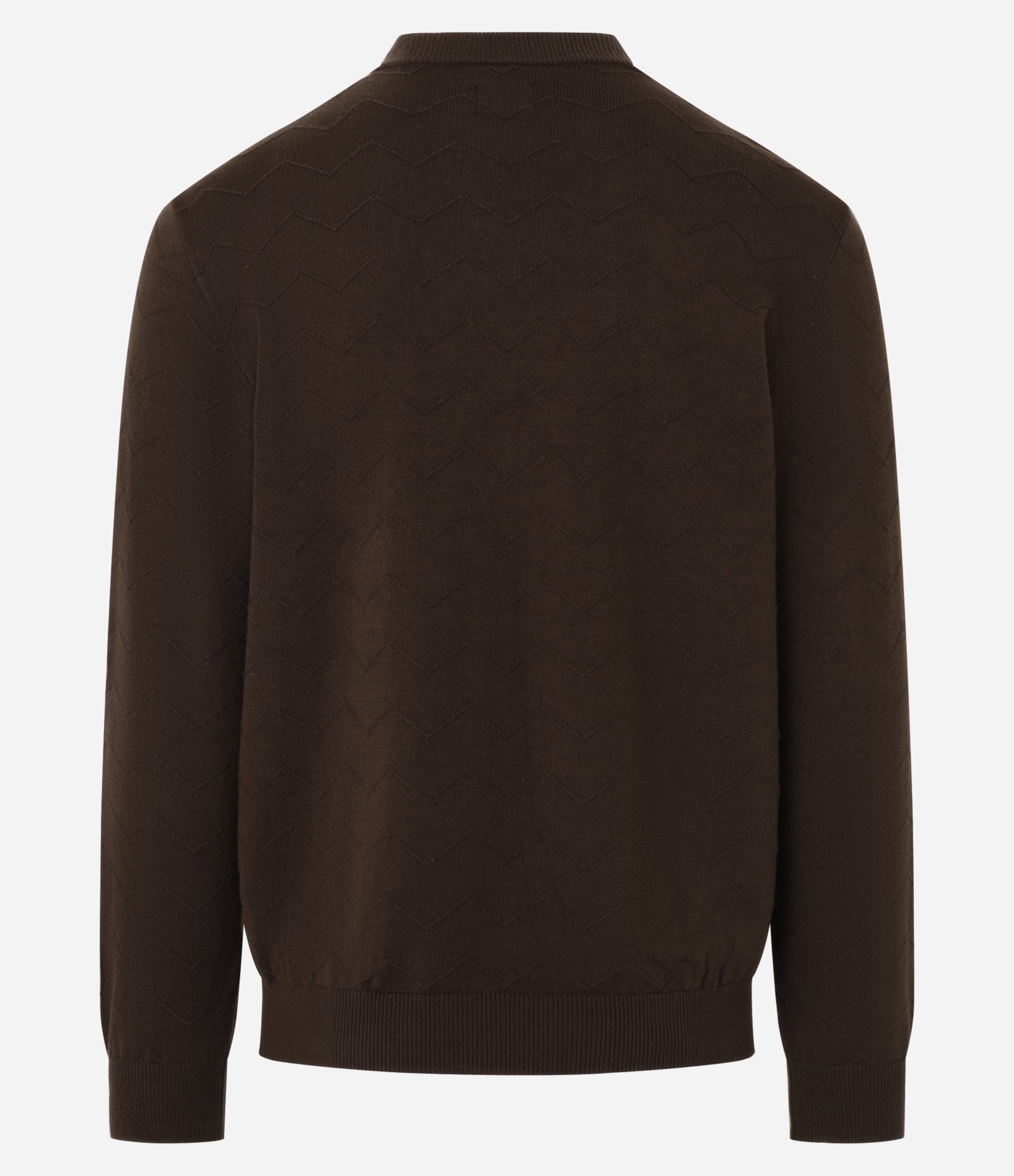 Suéter em Tricô com Textura Zig Zag Marrom 8