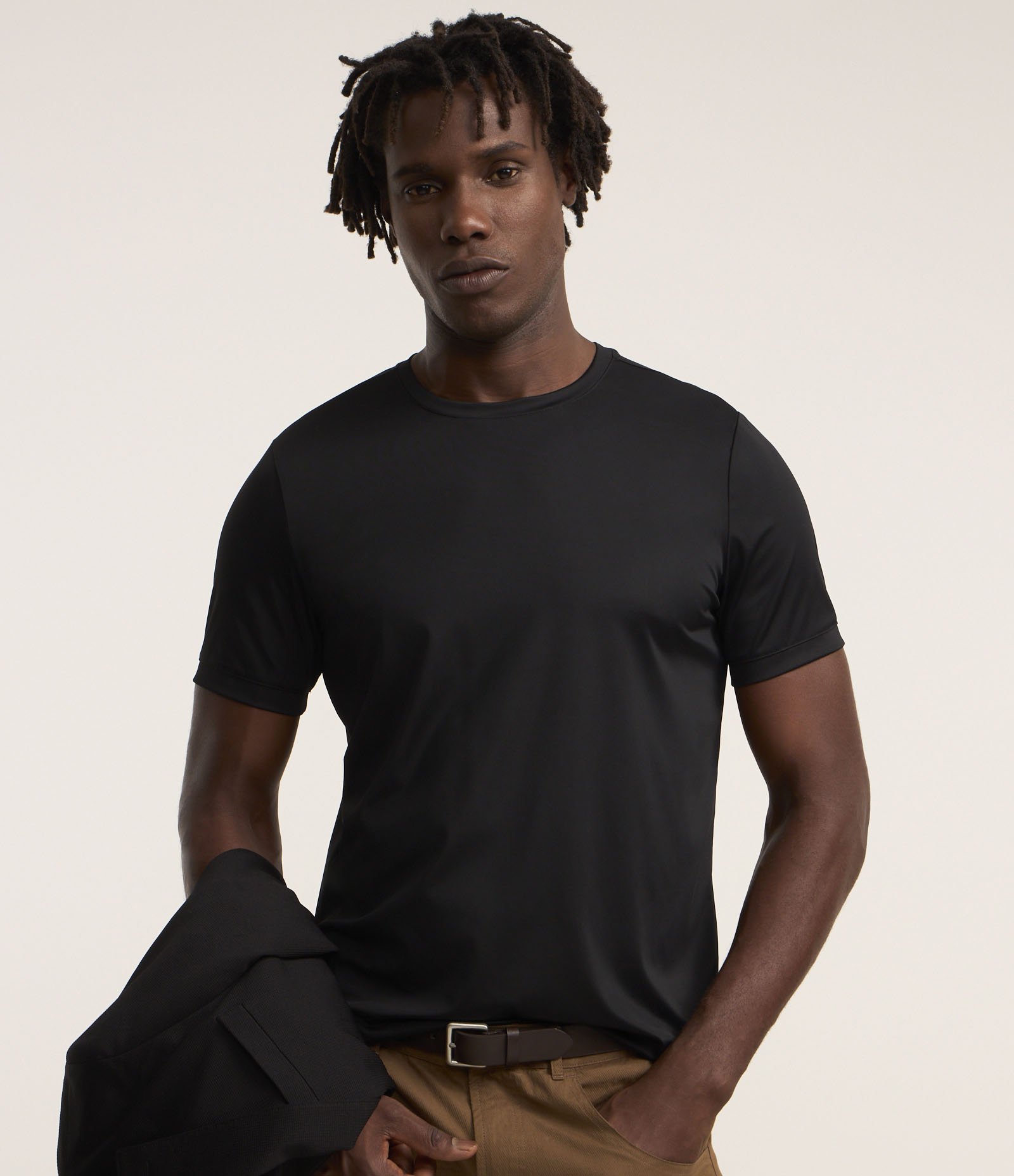 Camiseta Básica em Poliamida Performance e Textura Preto 1
