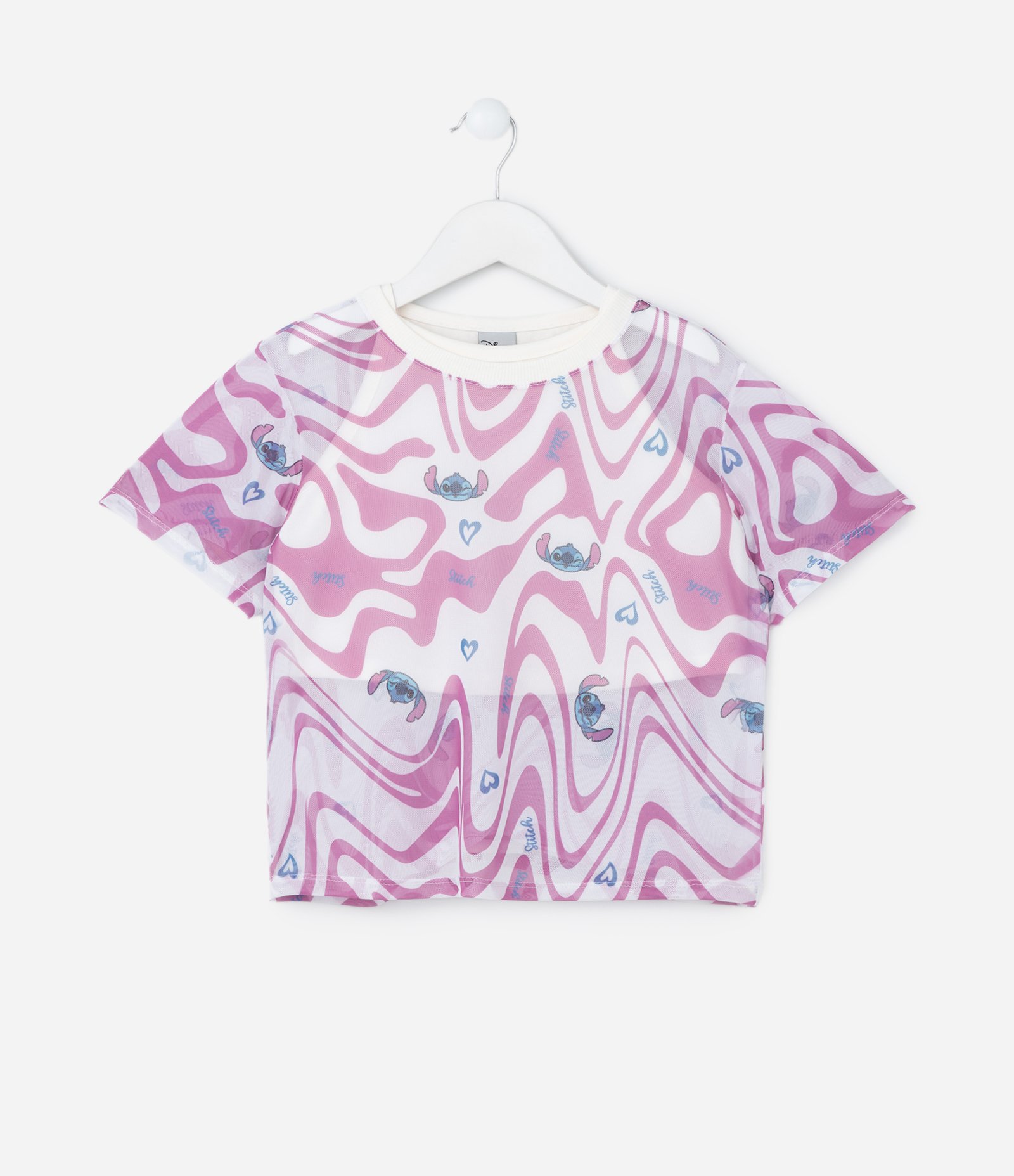 Blusa Infantil com Sobreposição e Estampa Stitch- Tam 5 a 14 Anos Roxo 1