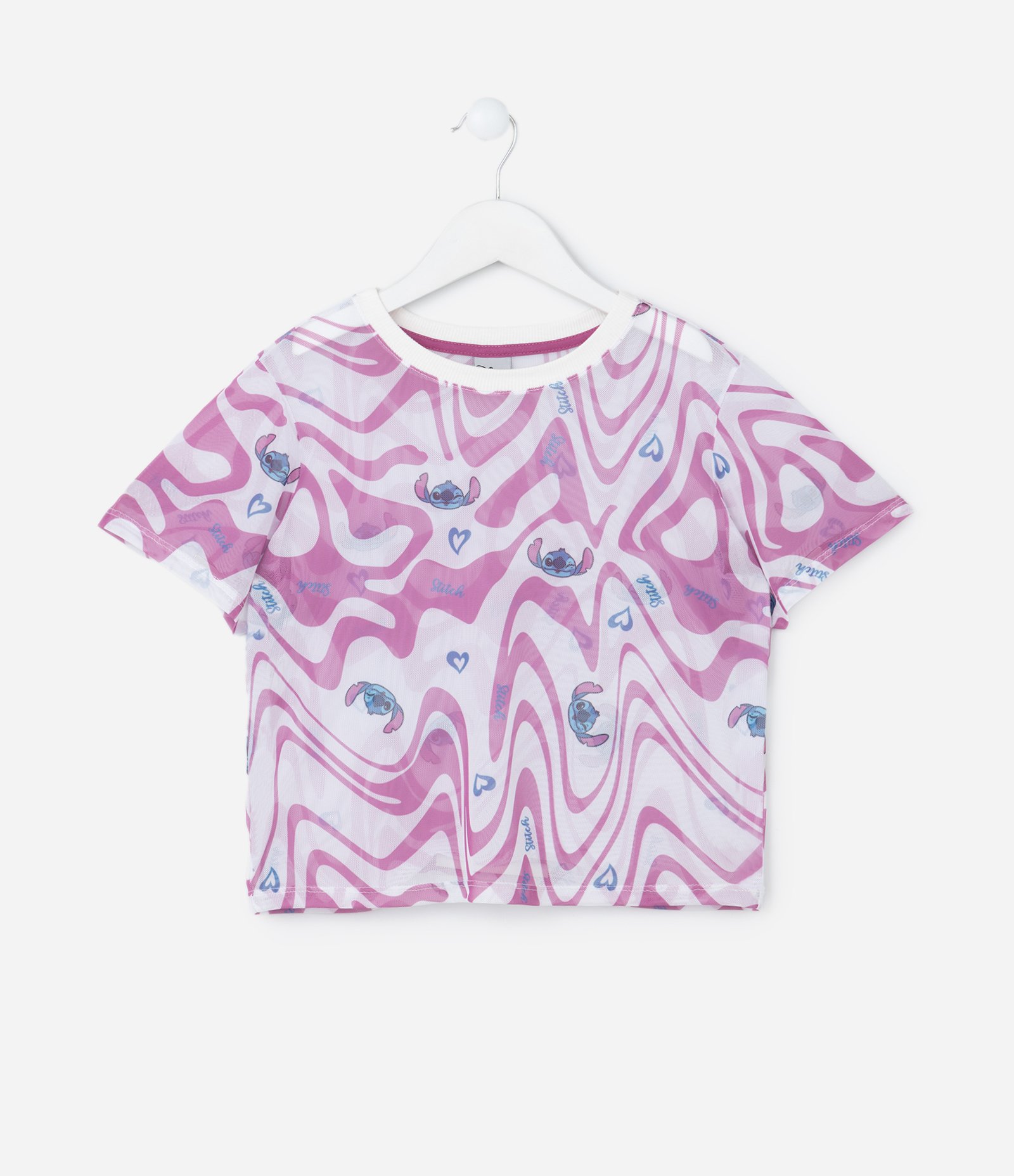 Blusa Infantil com Sobreposição e Estampa Stitch- Tam 5 a 14 Anos Roxo 3