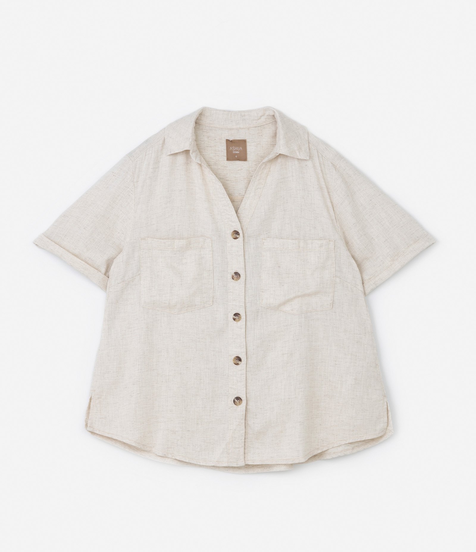 Camisa Leve em Sarja Curve & Plus Size Bege 5