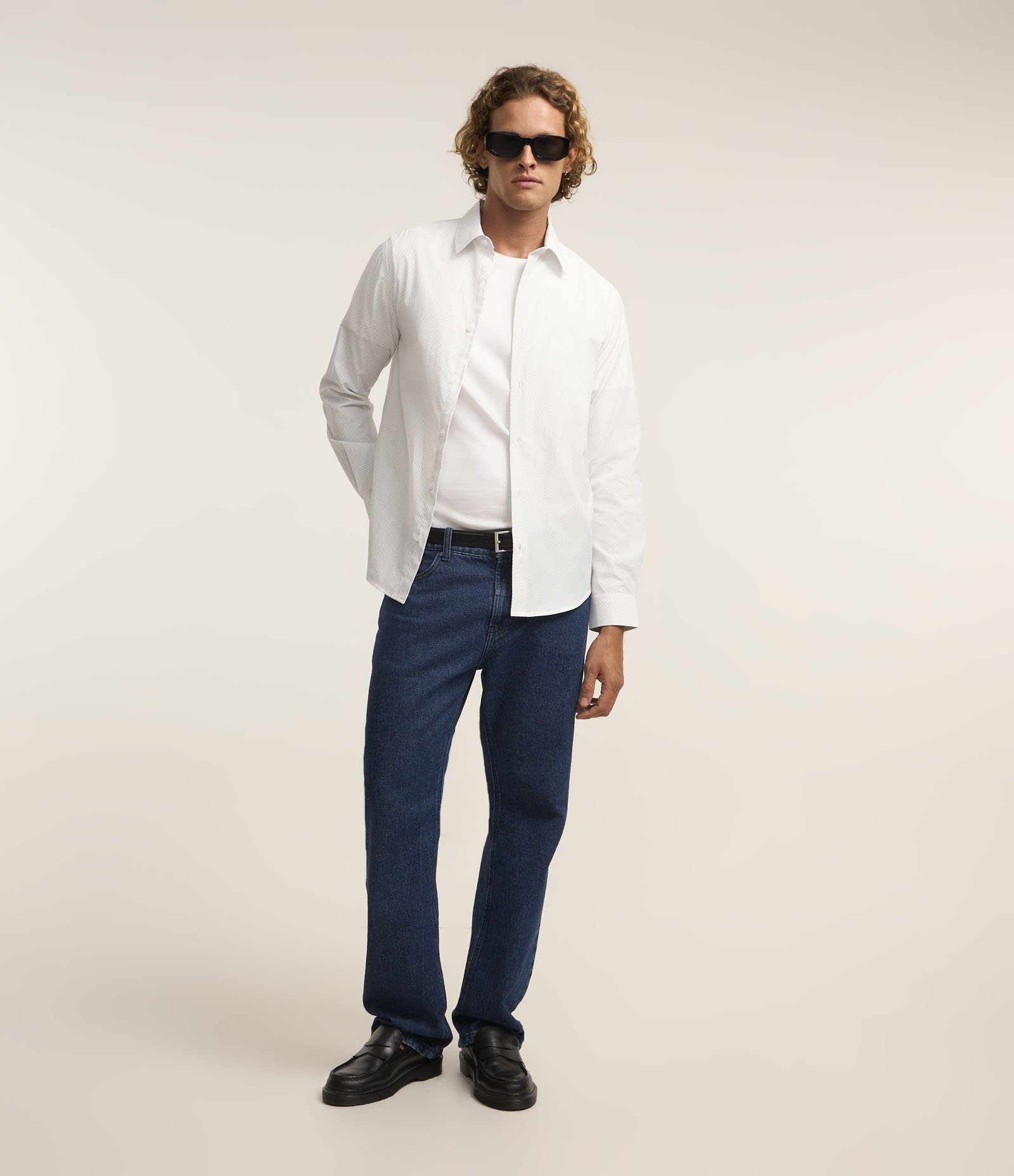 Camisa Regular em Tricoline com Estampa Mini Print Branco 2