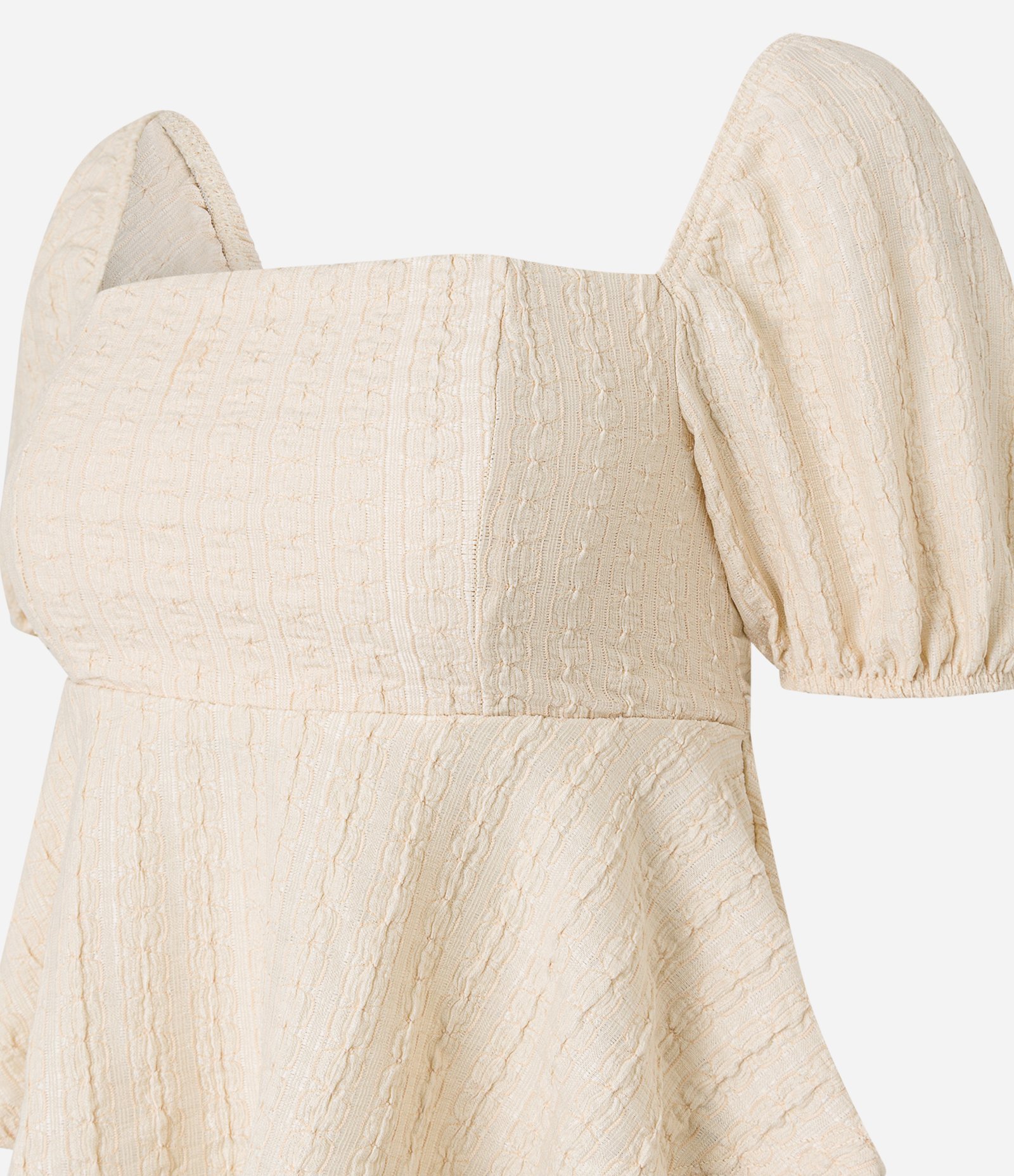 Blusa Texturizada com Manga Bufante e Amarração nas Costas Cru 7