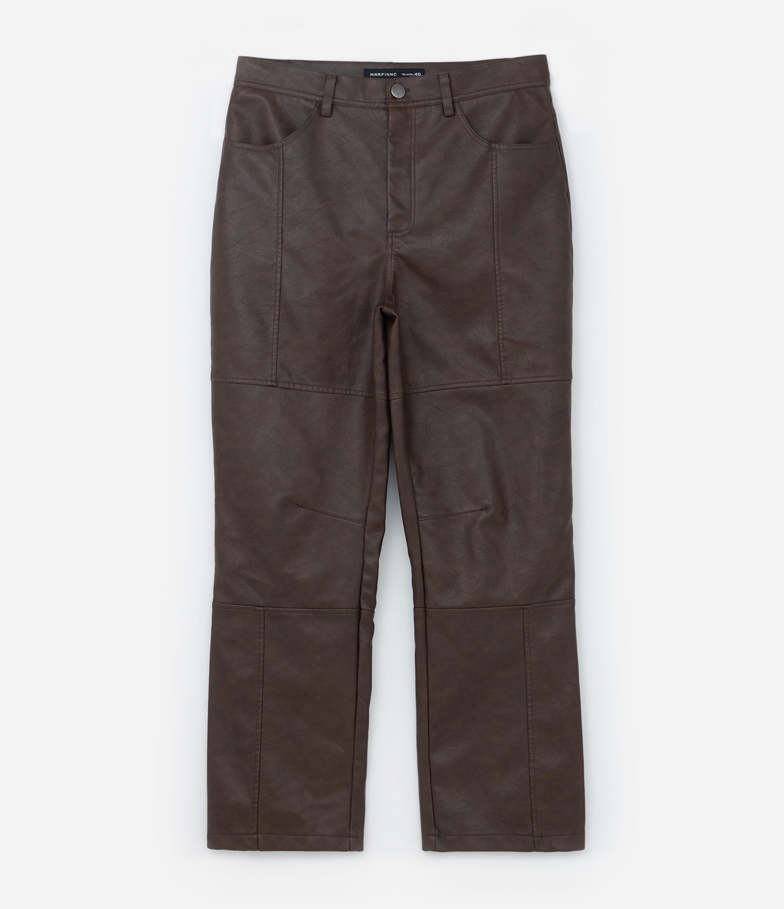 Calça em Material Sintético com Recortes Marrom 9