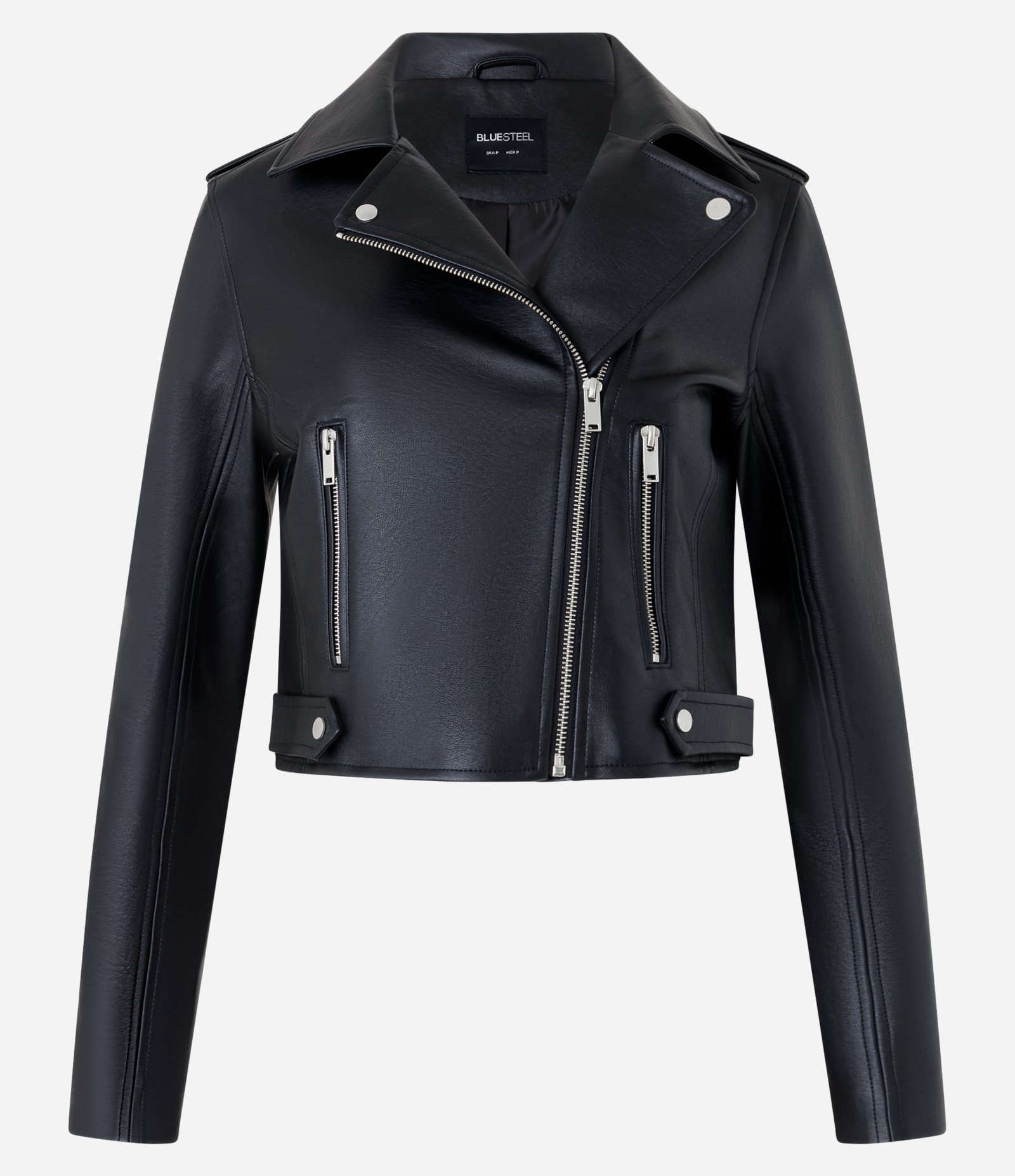 Jaqueta Biker em Pu com Zíper nos Bolsos Preto 4