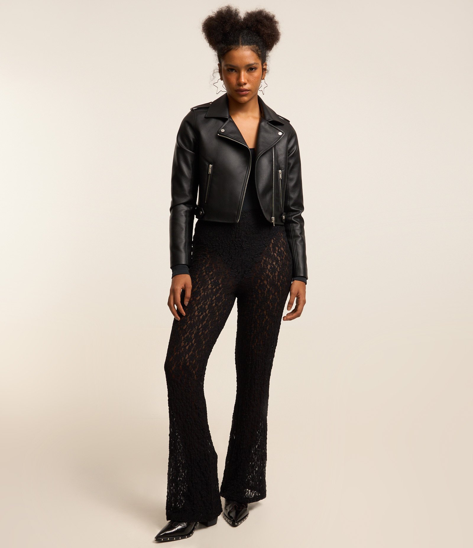 Jaqueta Biker em Pu com Zíper nos Bolsos Preto 2