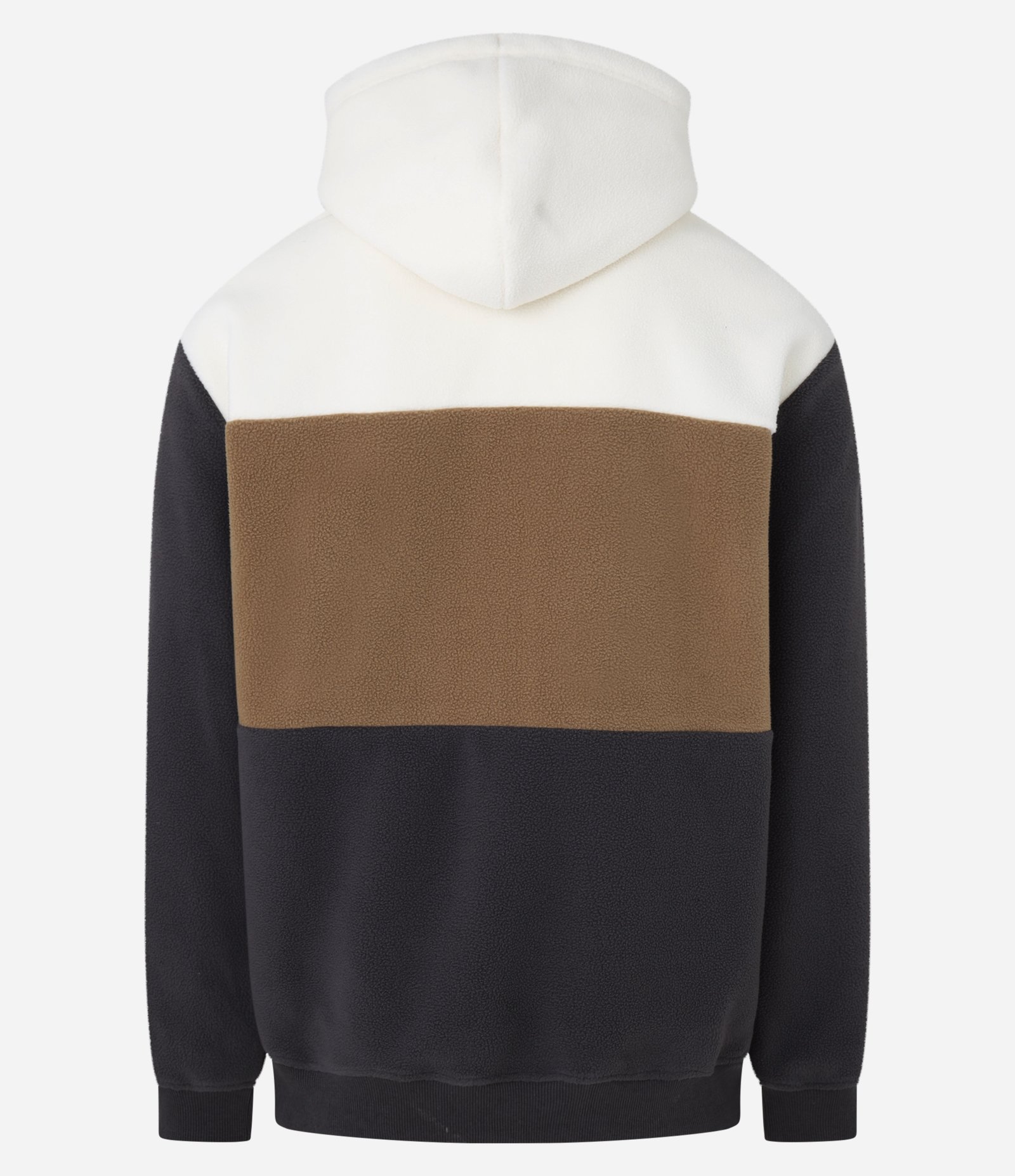 Blusão Fechado em Fleece com Blocos de Cor e Bolso Canguru Branco/Marrom/Preto 3