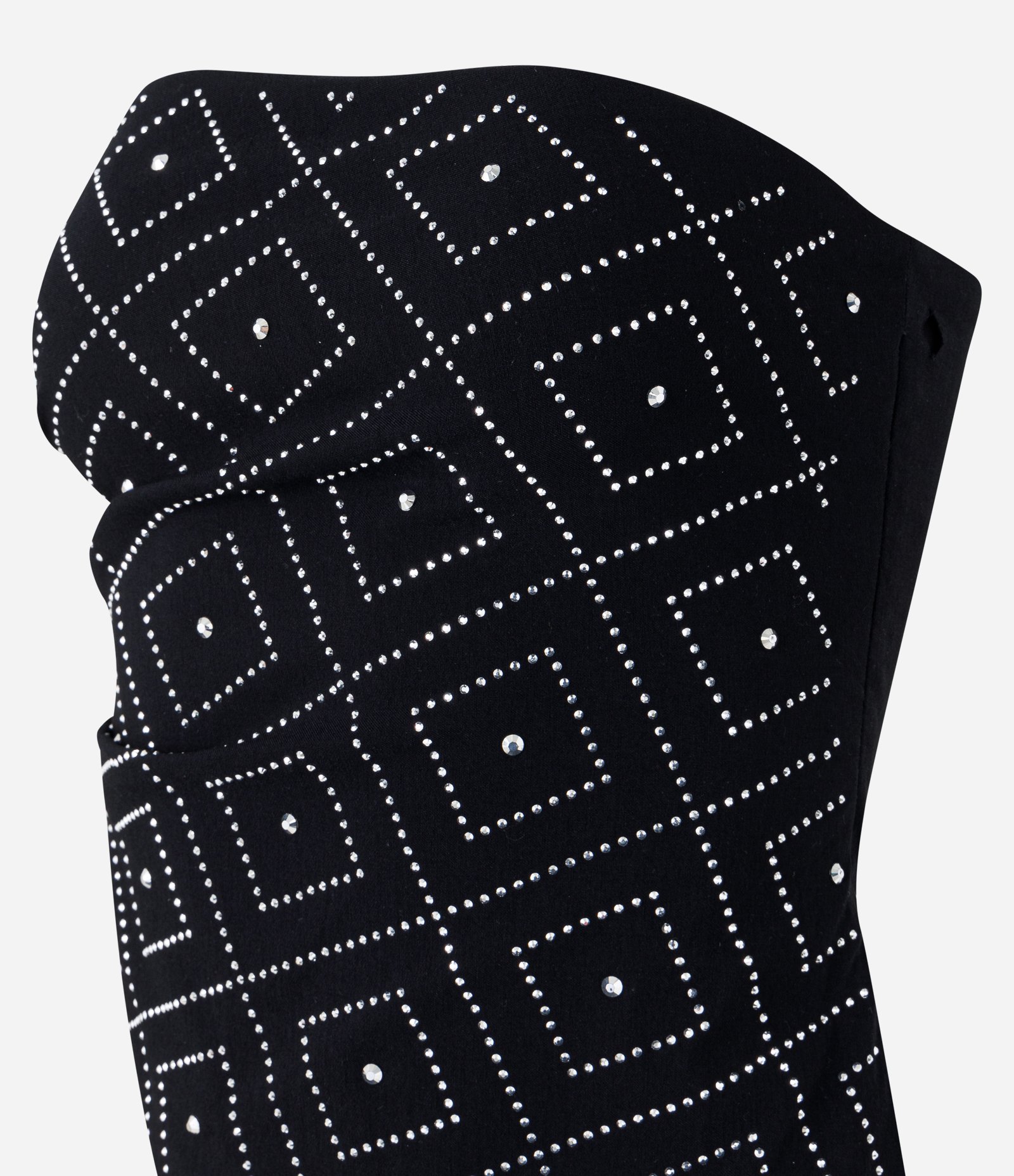 Blusa em Bengaline com Brilhos Aplicados e Barra Assimétrica Preto 8