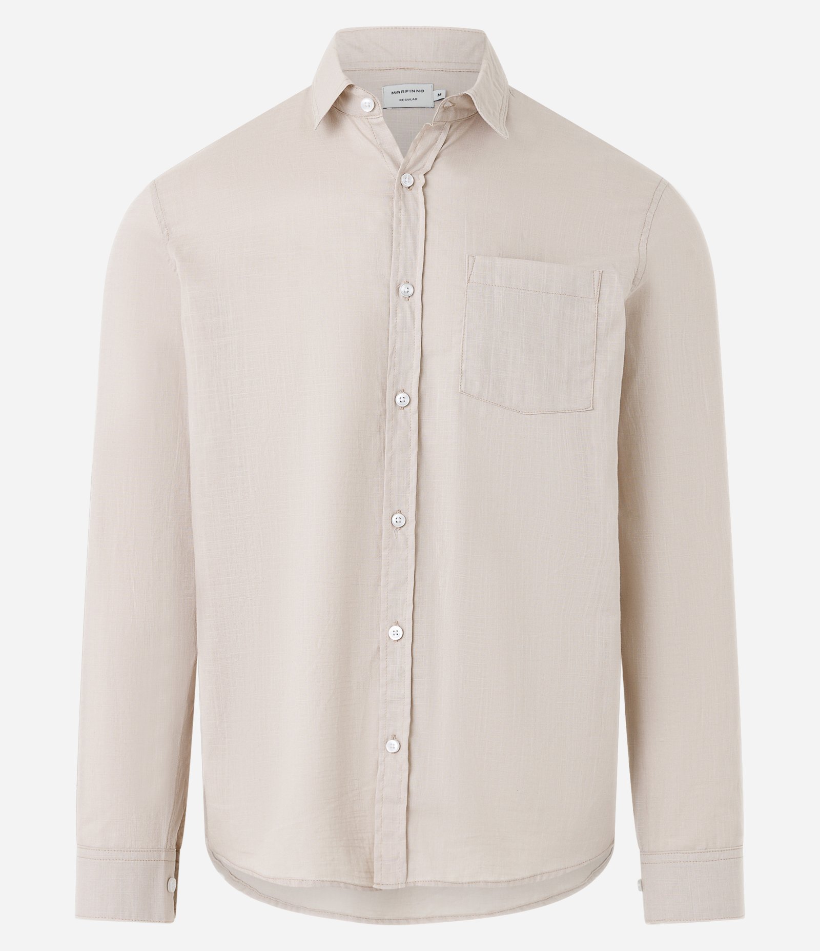 Camisa Regular em Voil com Textura Flamê Bege 4