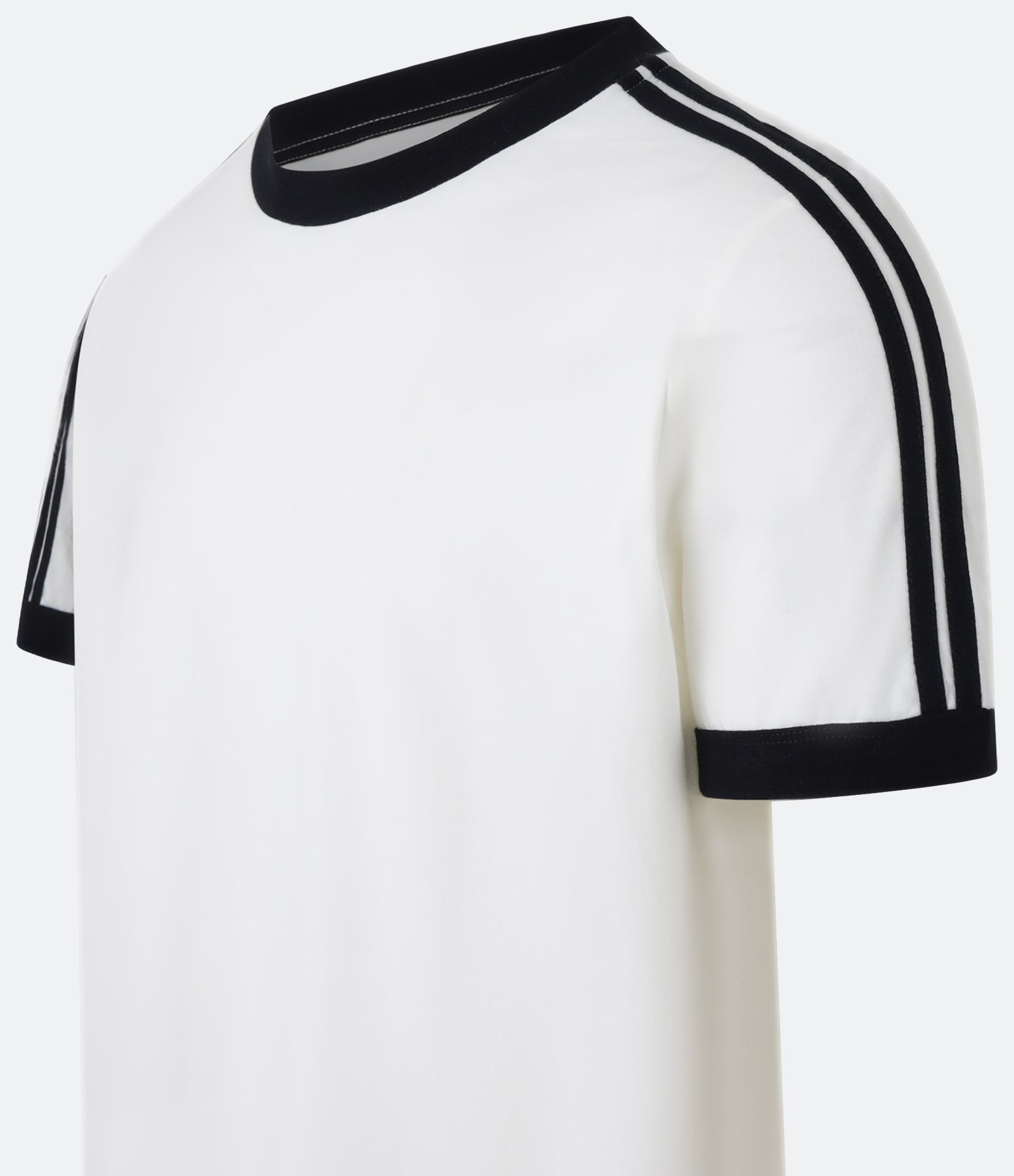 Camiseta Regular em Algodão com Listras nos Ombros Branco/Preto 6