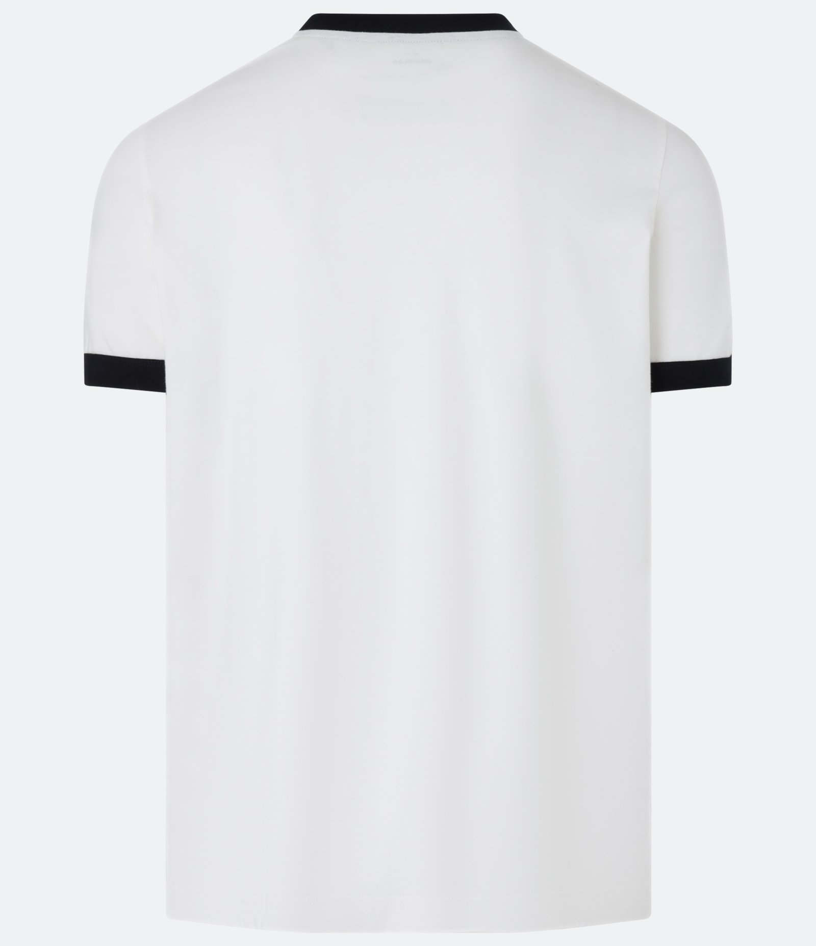 Camiseta Regular em Algodão com Listras nos Ombros Branco/Preto 7
