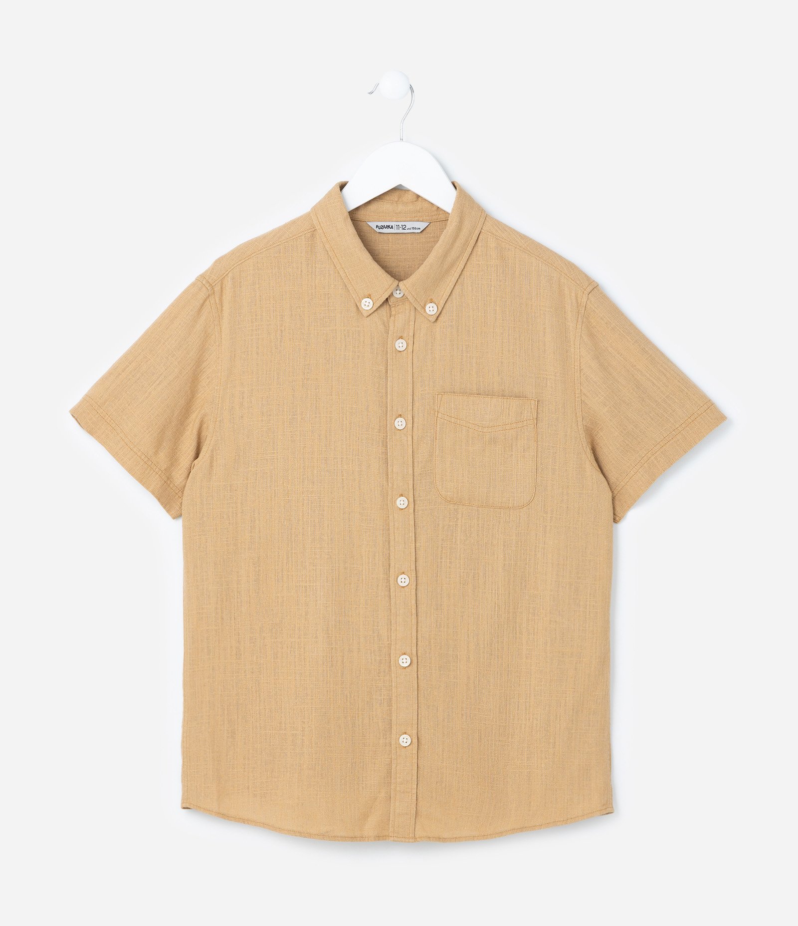 Camisa Infantil Mesclada com Bolsinho - Tam 5 a 14 Anos Amarelo Queimado 1