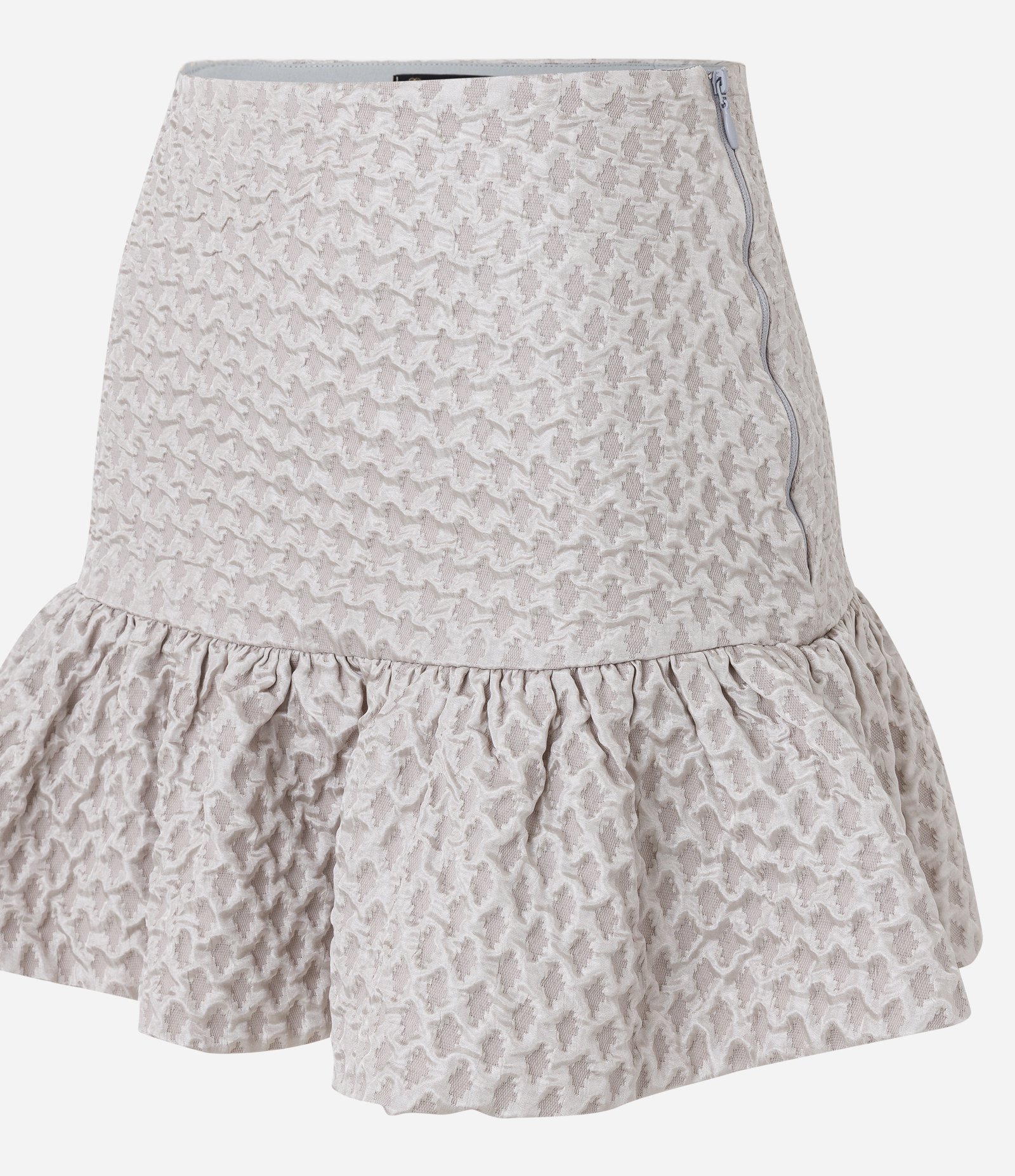 Saia Balonê Curta com Textura Jacquard Cinza 5