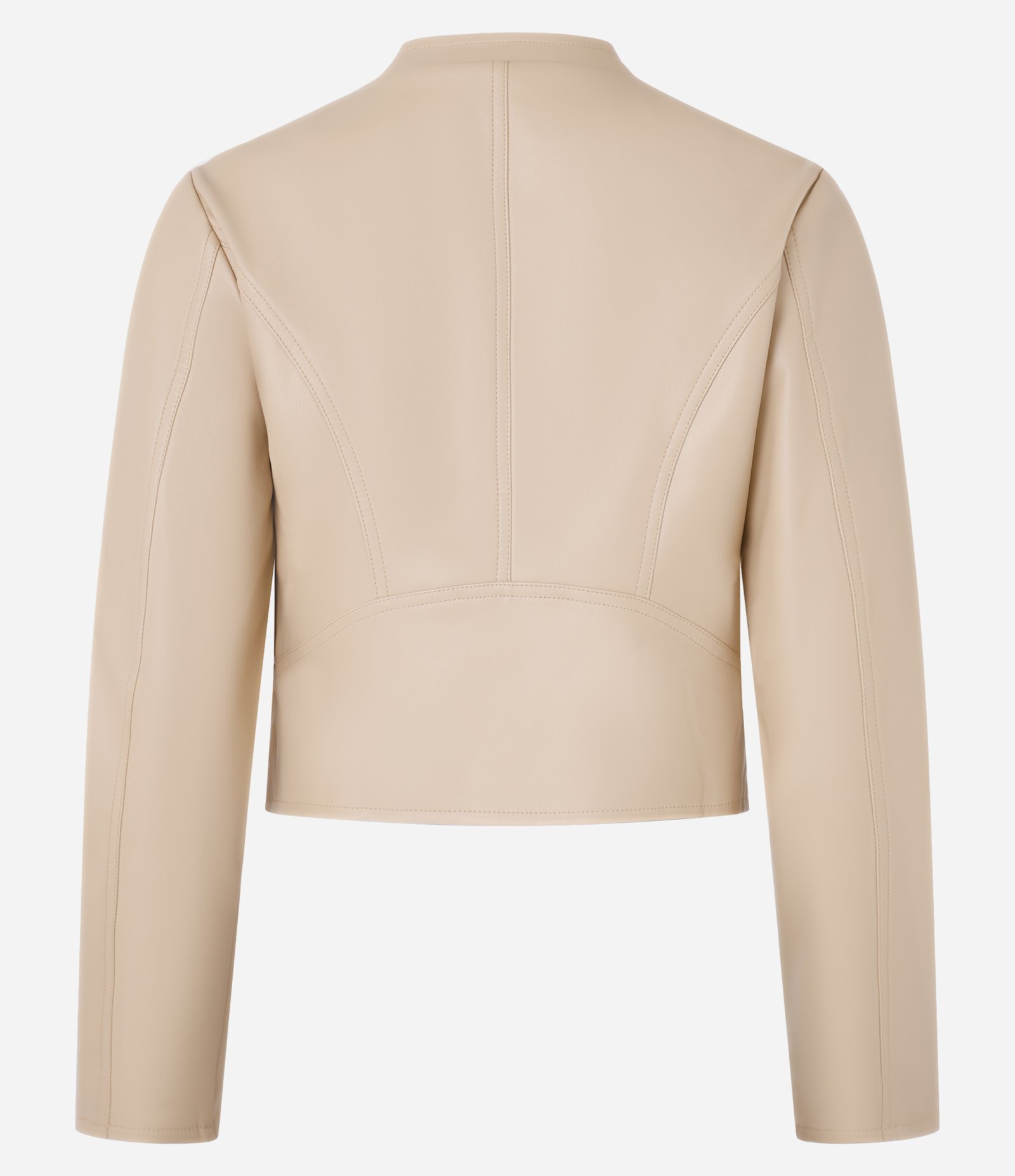 Jaqueta Básica em Pu com Zíper Tratorado Bege Claro 6