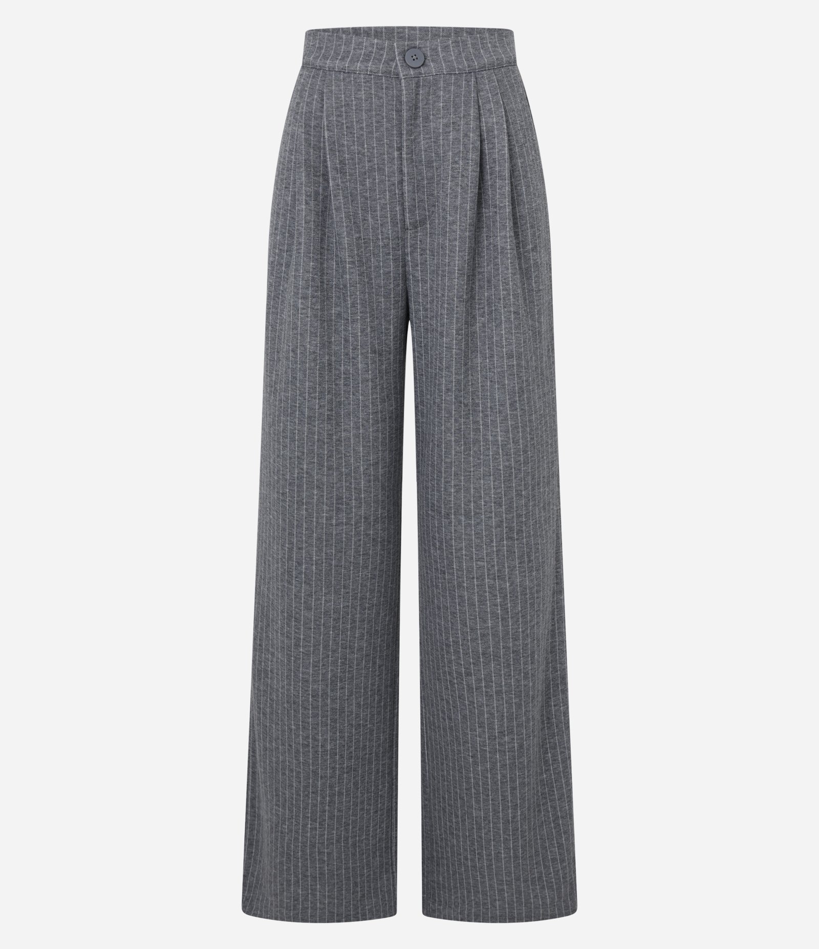 Calça Wide Leg em Moletom com Listras de Riscas de Giz Cinza 5