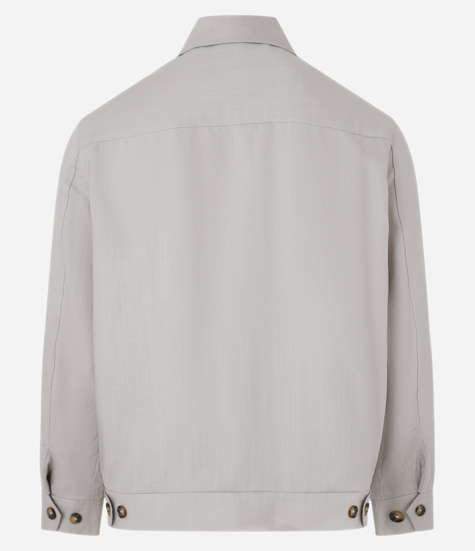 Jaqueta em Liocel e Linho com Fechamento por Zíper Bege 9