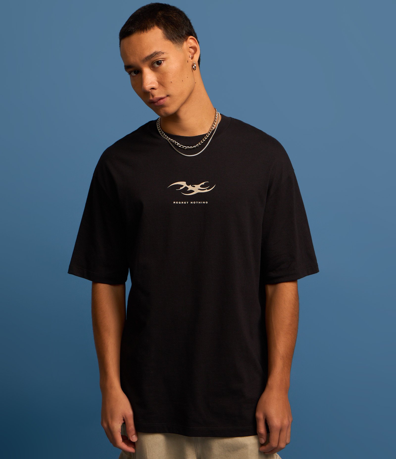 Camiseta Relaxed em Algodão com Estampa Lettering Preto 3