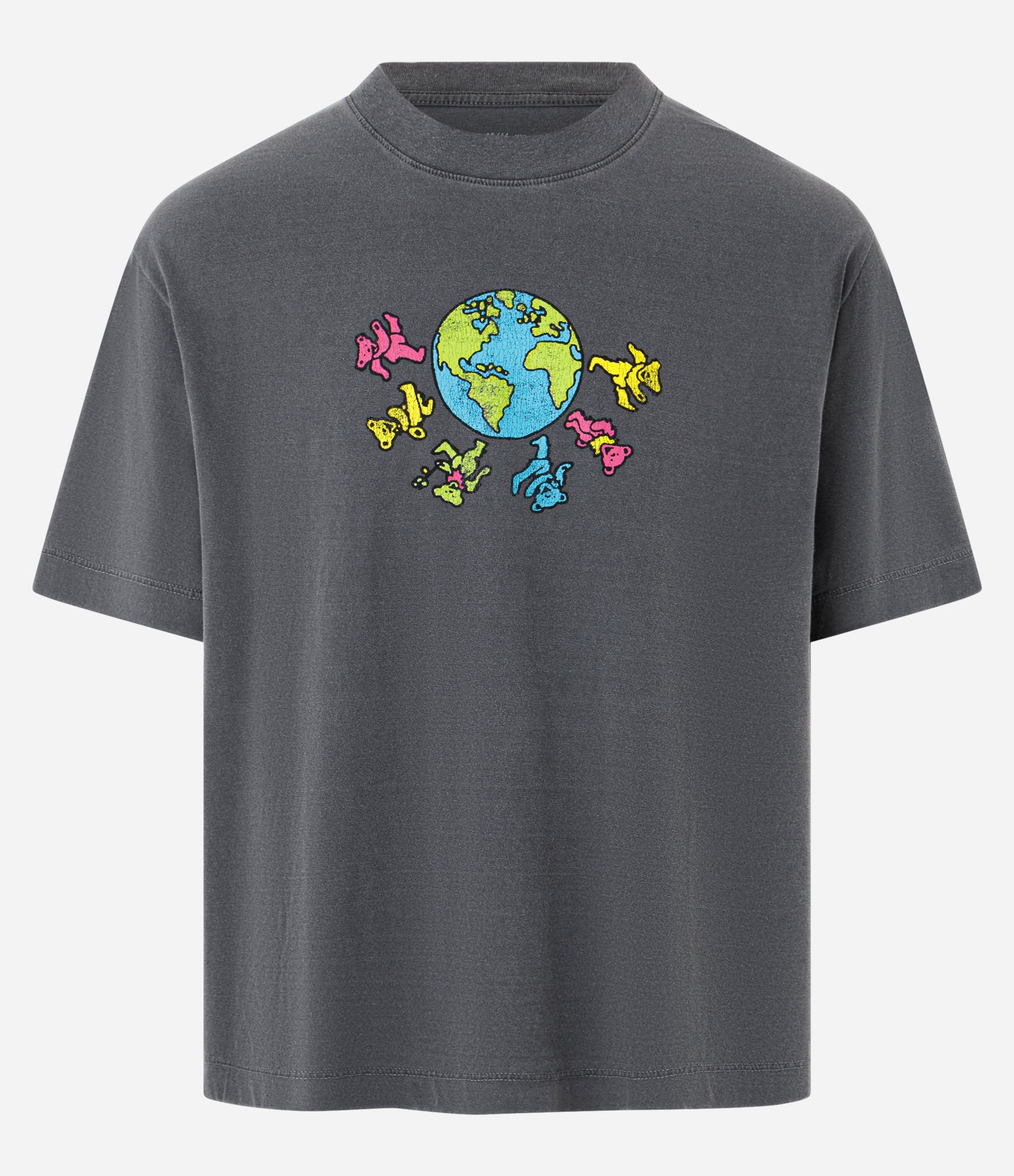 Camiseta Boxy em Algodão com Estampa Grateful Dead Cinza 6