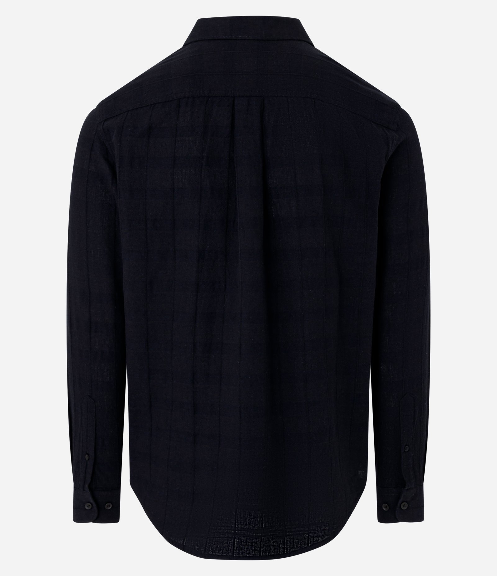 Camisa Regular em Linho com Textura Grid e Manga Longa Preto 3