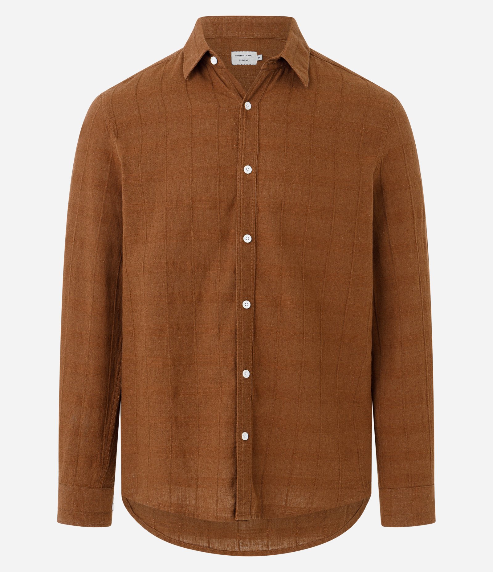 Camisa Regular em Linho com Textura Grid e Manga Longa 1