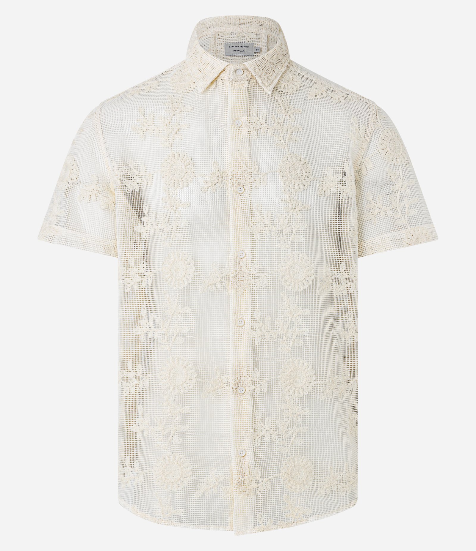 Camisa Regular em Tricô com Textura e Estampa Bordada Floral Bege 5