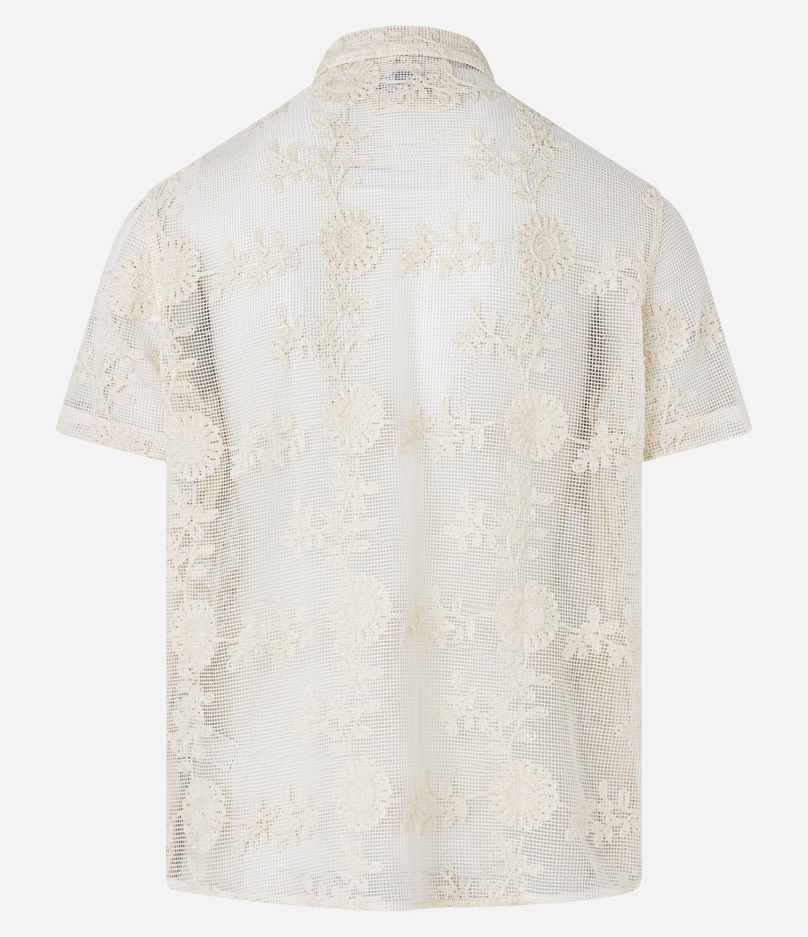 Camisa Regular em Tricô com Textura e Estampa Bordada Floral Bege 7