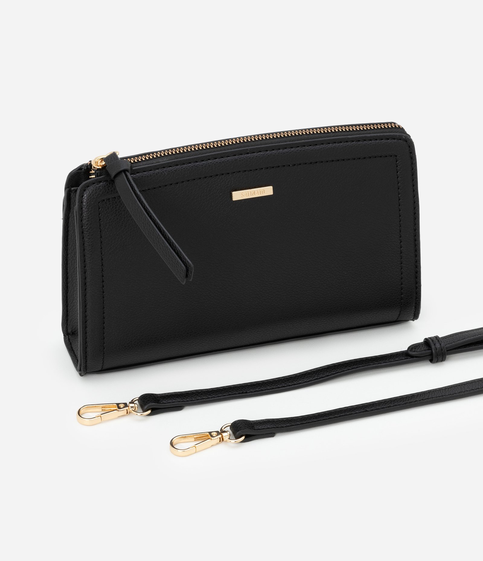 Bolsa Transversal Pequena em PU com Zíper Preto 8