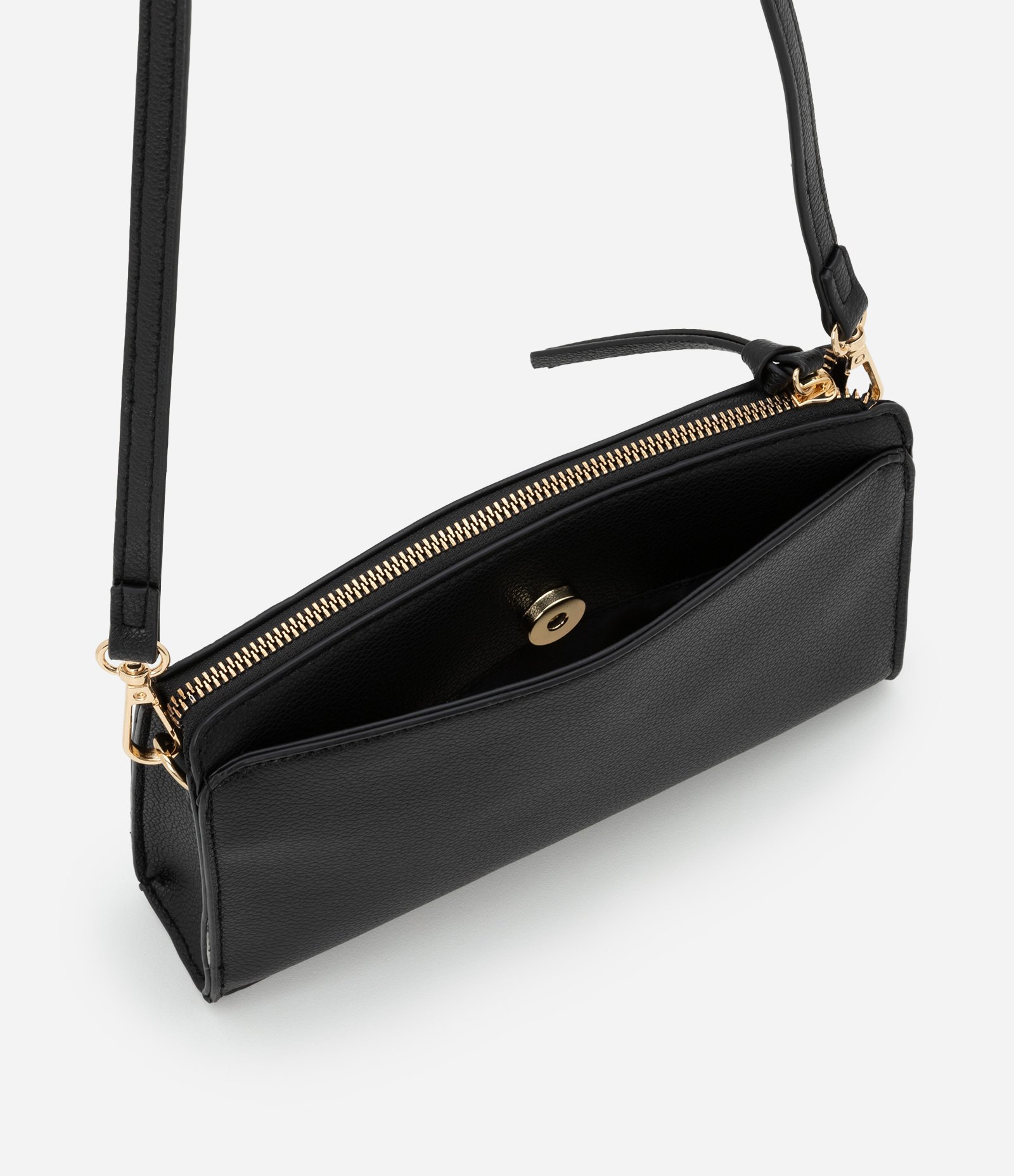 Bolsa Transversal Pequena em PU com Zíper Preto 5