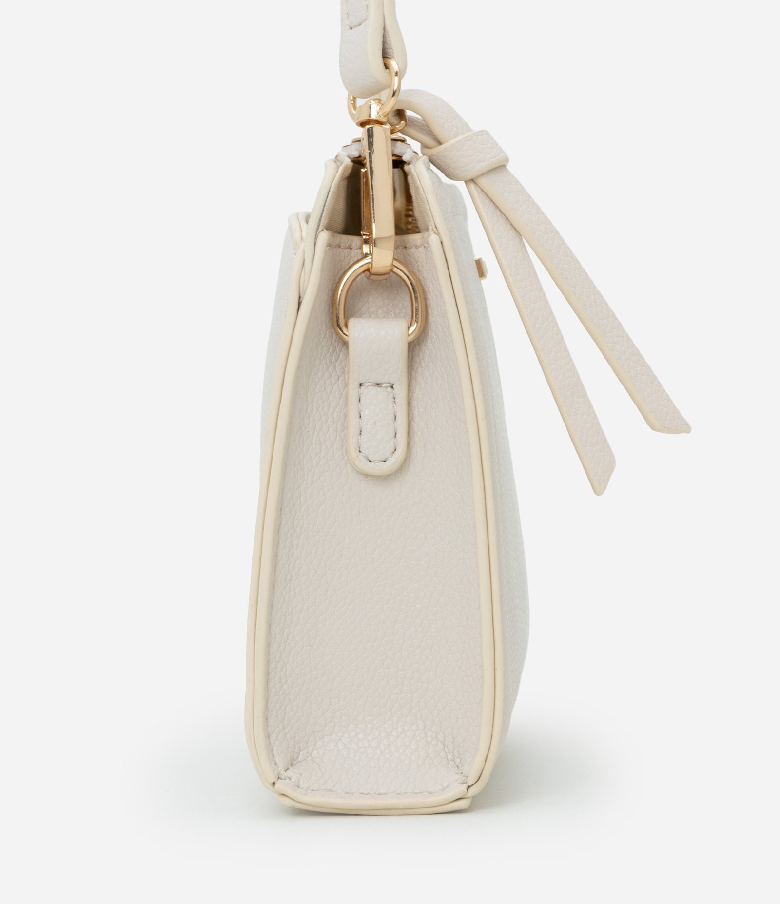 Bolsa Transversal Pequena em PU com Zíper Off White 2