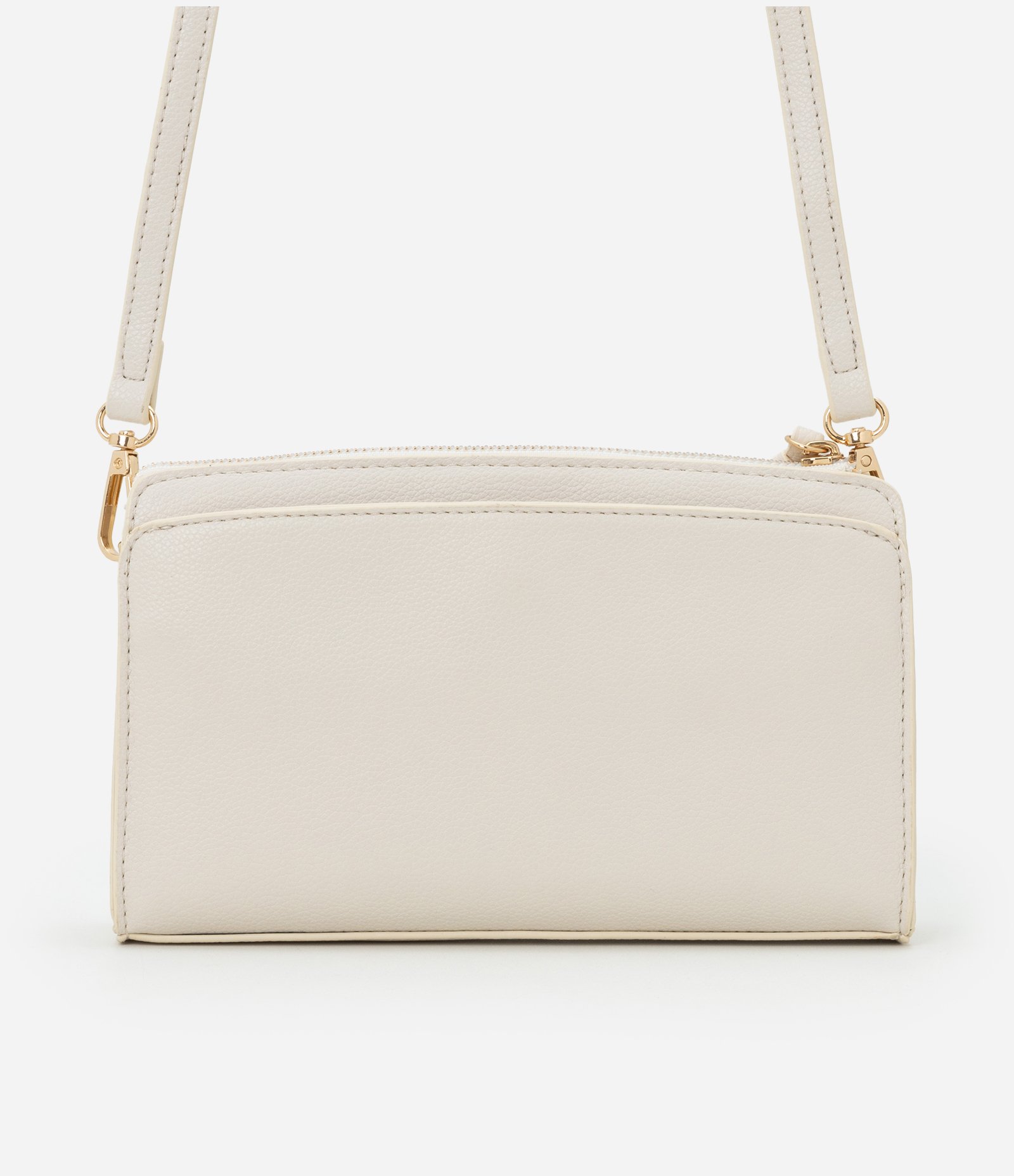 Bolsa Transversal Pequena em PU com Zíper Off White 3