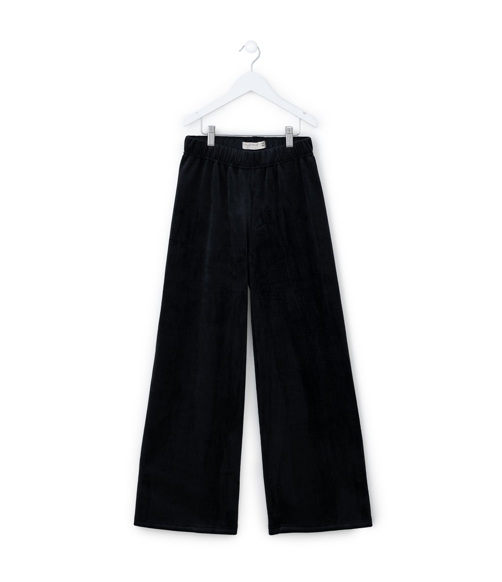 Calça Wide Leg Infantil em Plush - Tam 5 a 14 Anos Preto 1