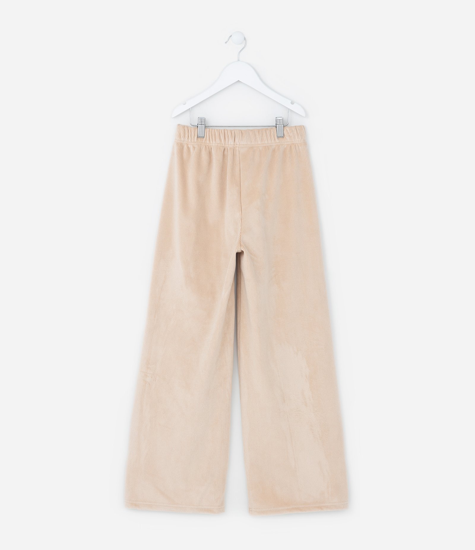 Calça Wide Leg Infantil em Plush - Tam 5 a 14 Anos Bege 1