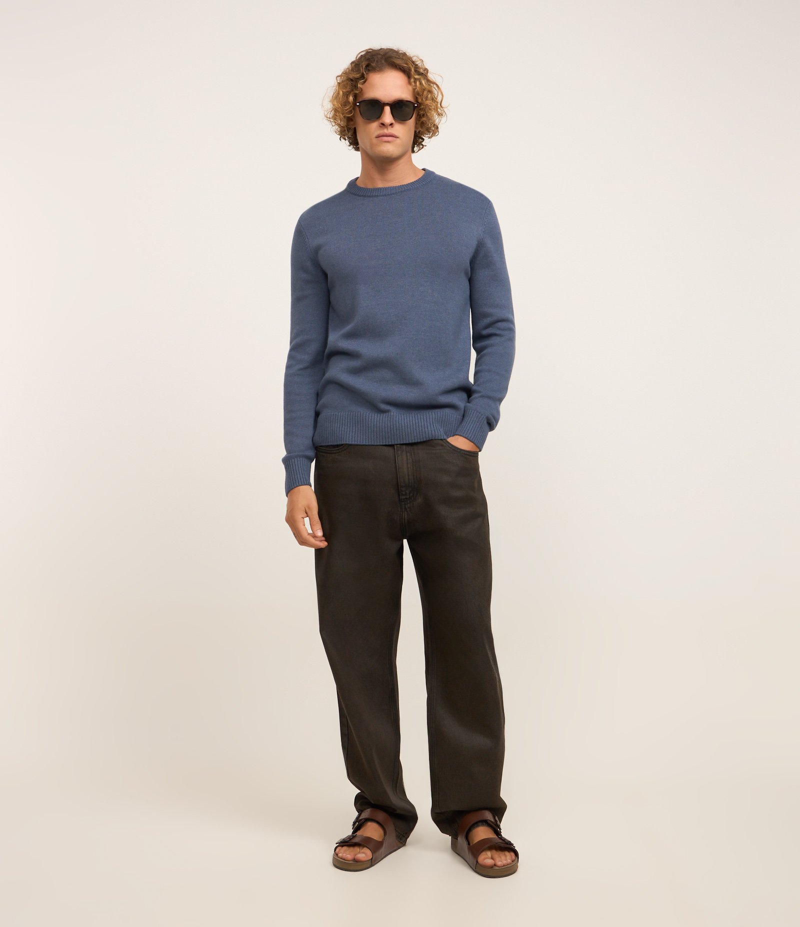 Suéter Comfort em Tricô com Manga e Barra Ajustadas Azul 2