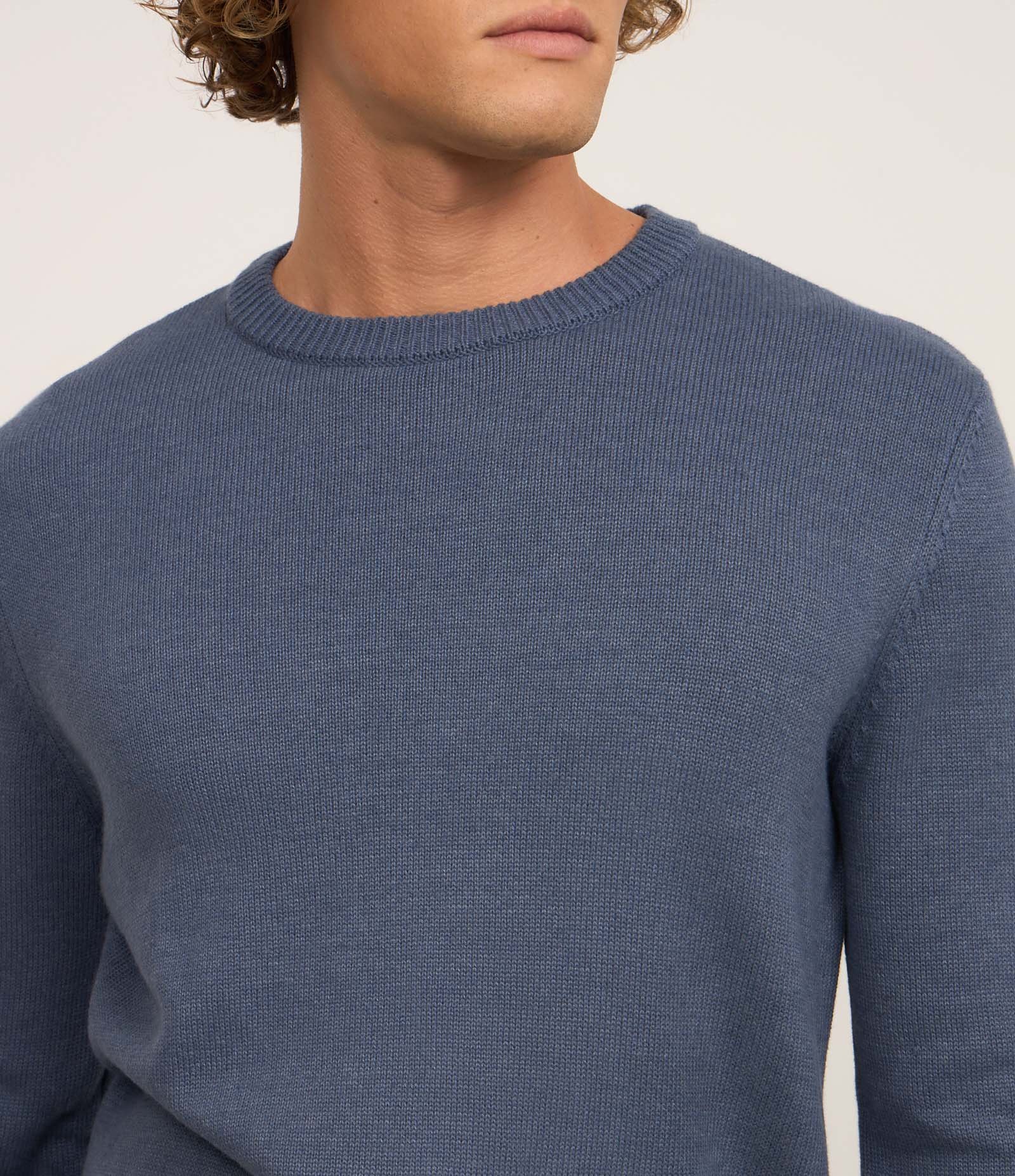 Suéter Comfort em Tricô com Manga e Barra Ajustadas Azul 3