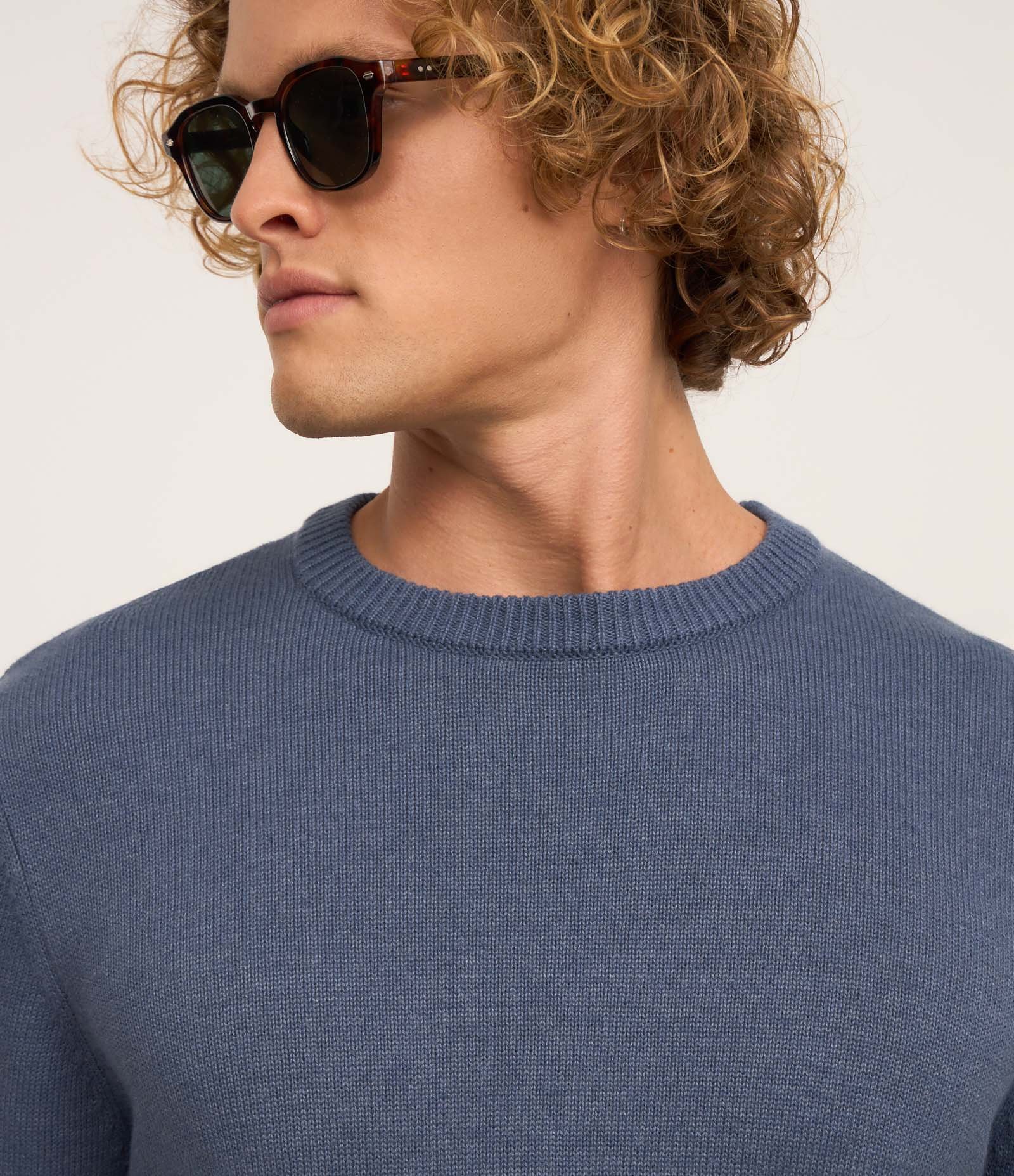 Suéter Comfort em Tricô com Manga e Barra Ajustadas Azul 4