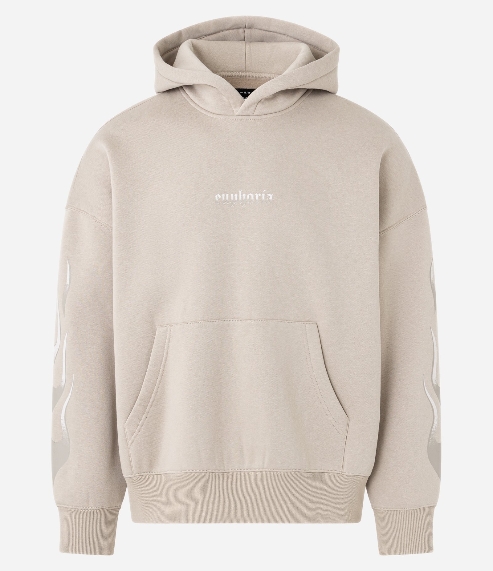 Casaco em Moletom com Estampa de Chamas Lateral Bege 7