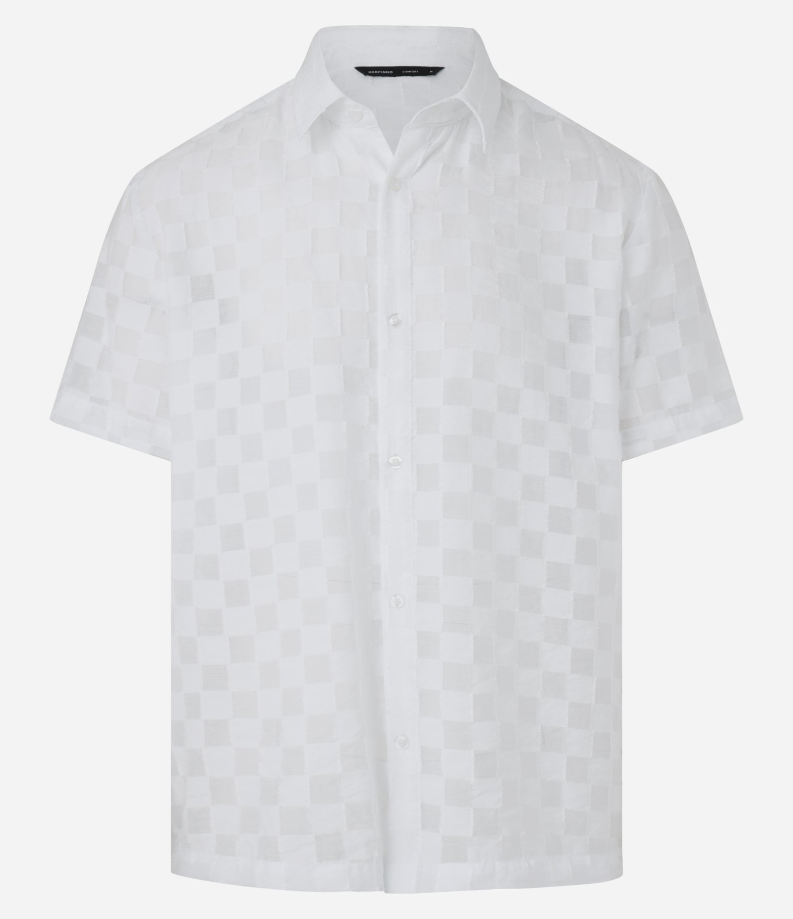 Camisa em Algodão com Estampa Xadrez e Textura Branco 5