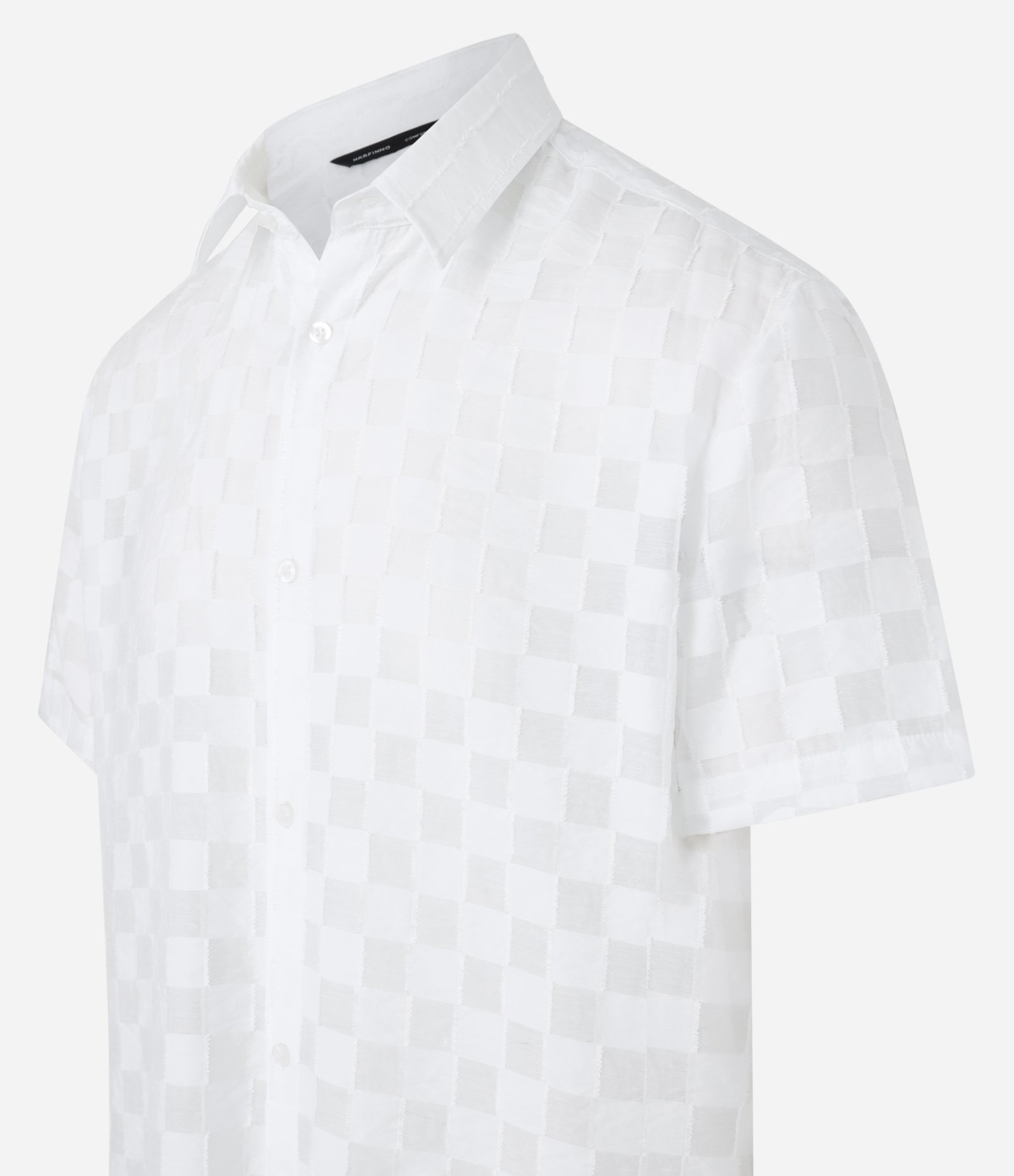 Camisa em Algodão com Estampa Xadrez e Textura Branco 6