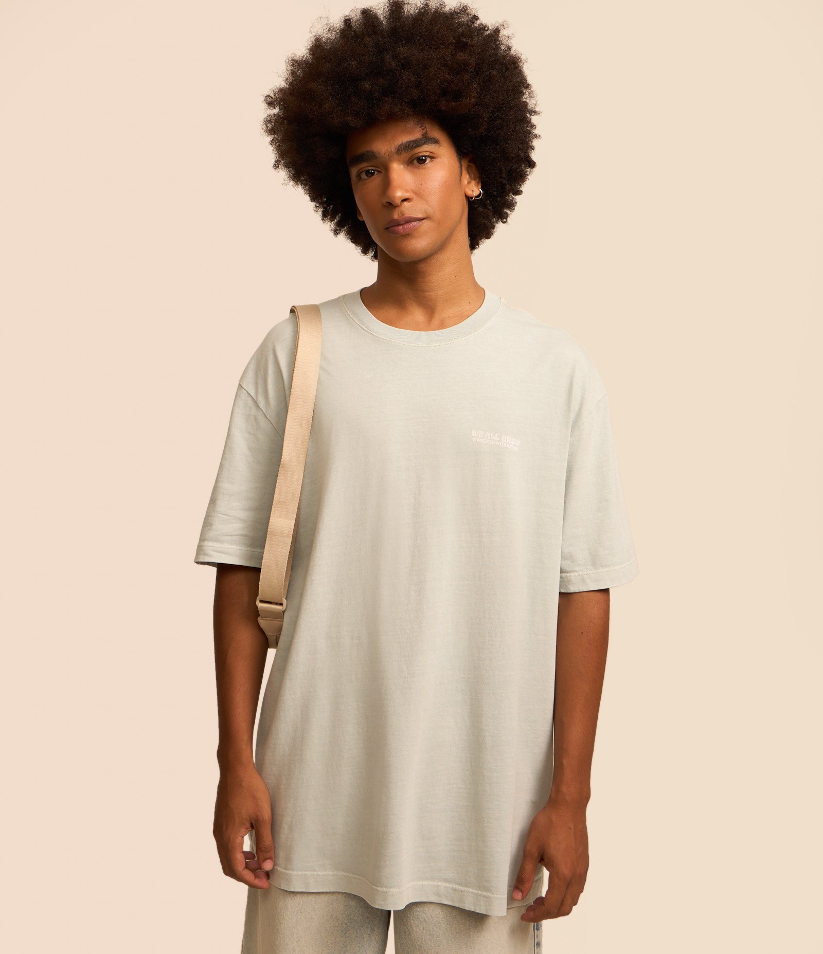 Camiseta Relaxed em Algodão com Estampa de Cogumelos Azul 4