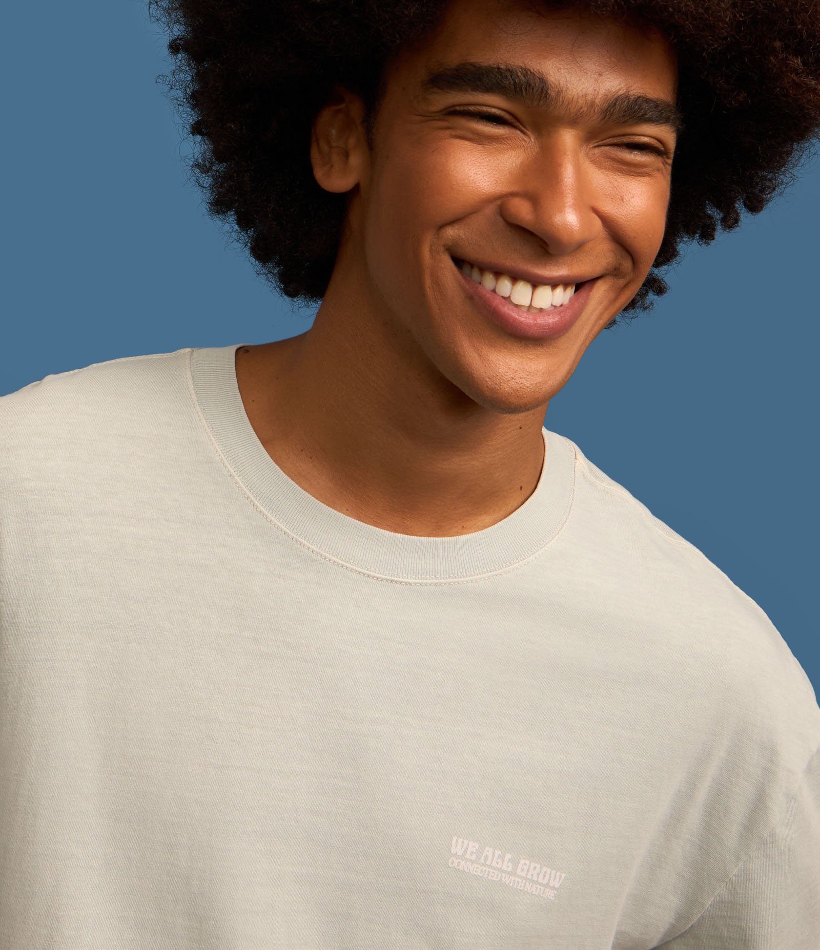 Camiseta Relaxed em Algodão com Estampa de Cogumelos Azul 5