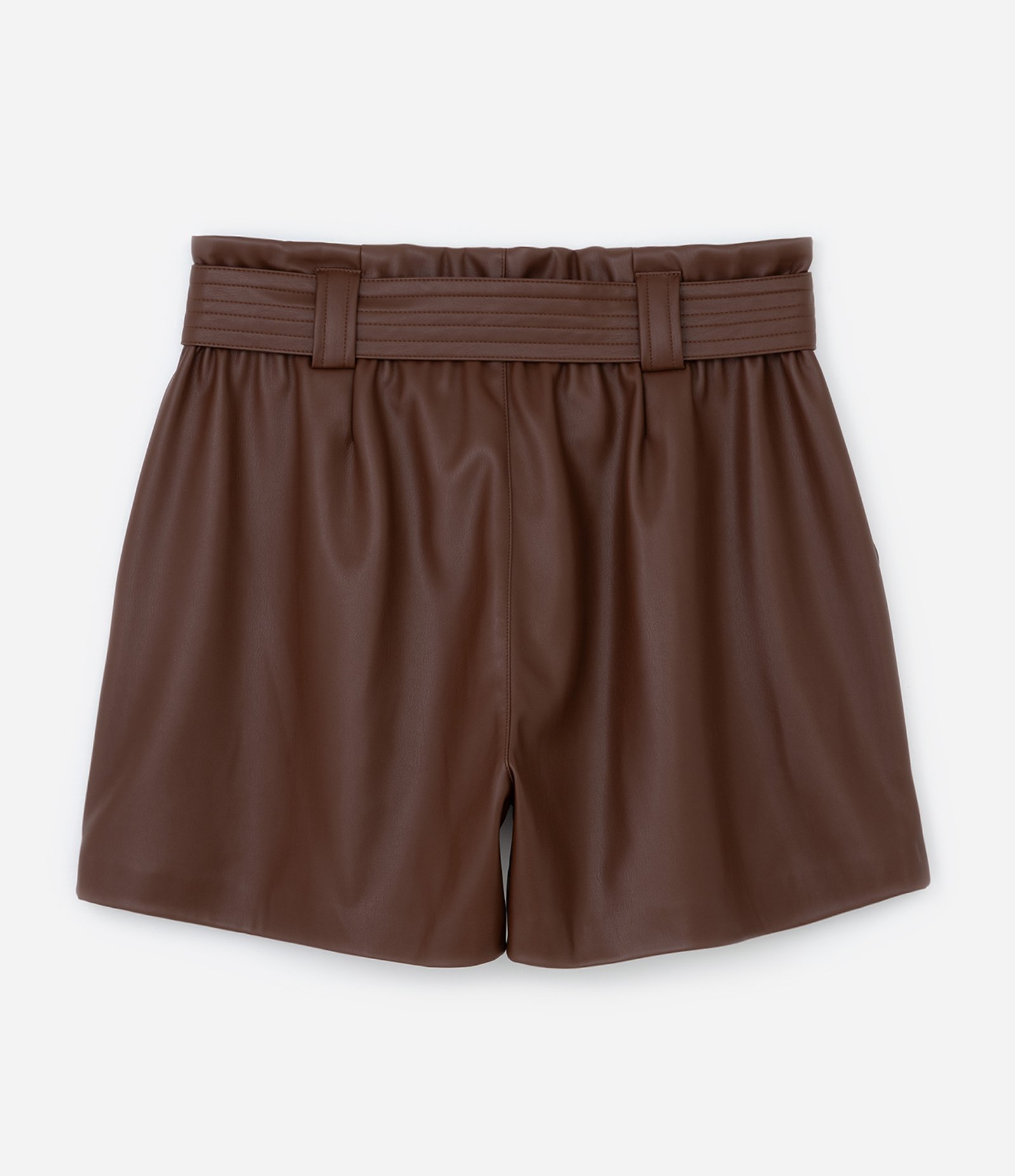 Short em Material Sintético com Amarração Curve & Plus Size Marrom 6